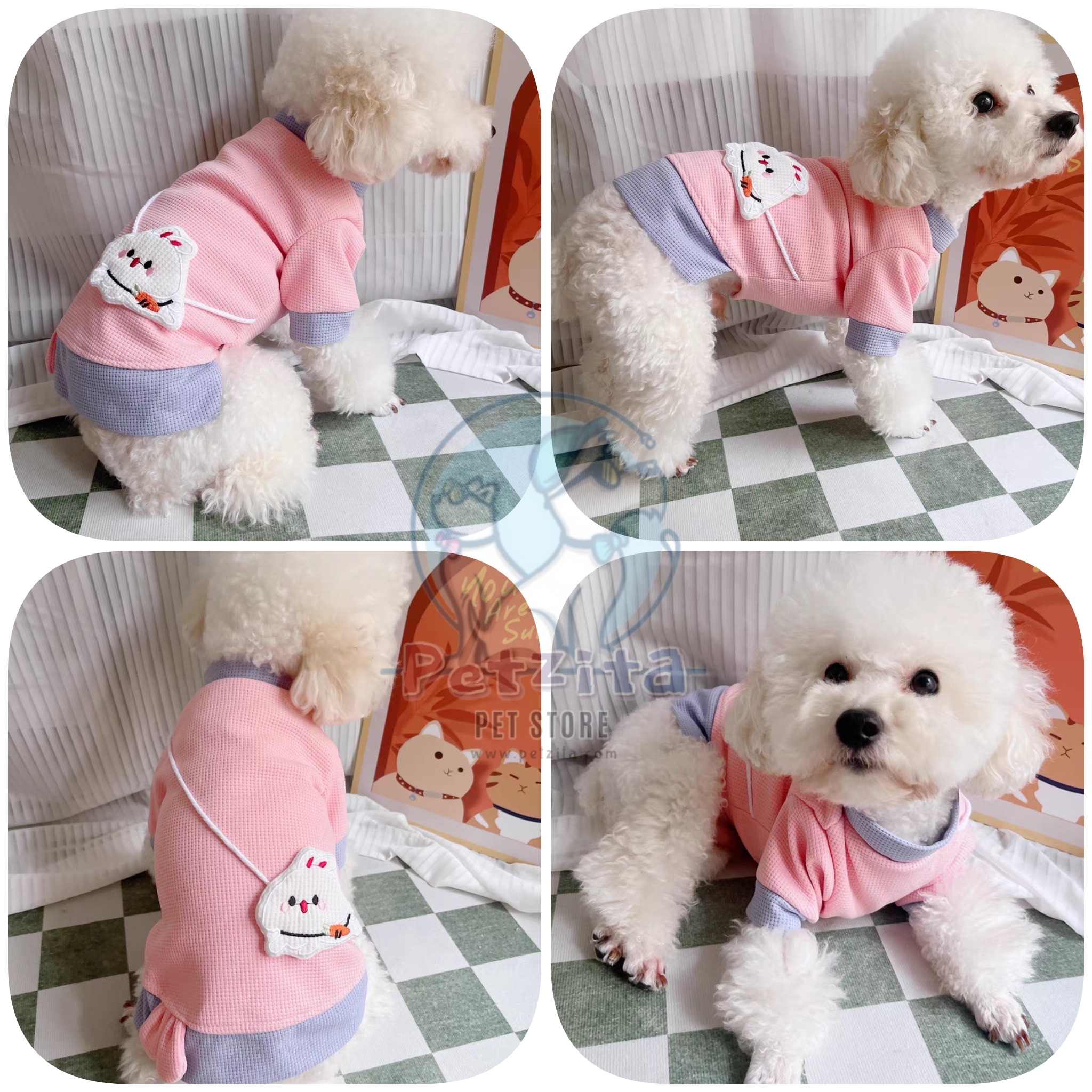 🇹🇭พร้อมส่ง🇹🇭🐰เสื้อสีทูโทนสะพายกระต่ายน้อย ผ้าวาฟเฟิล 💕 งานแบรนด์ for สุนัข หมา แมว สำเนา