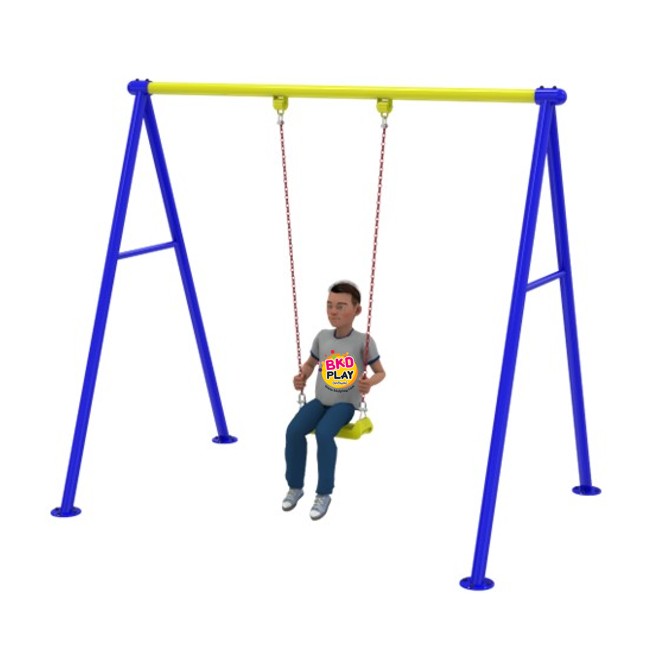 เครื่องเล่นสนามกลางแจ้ง โครงสร้างเหล็ก ชุดชิงช้า1ที่นั่ง อนุบาล มาตรฐาน มอก. Outdoor Playground, ราคาโรงงาน ผลิตในไทย สำเนา