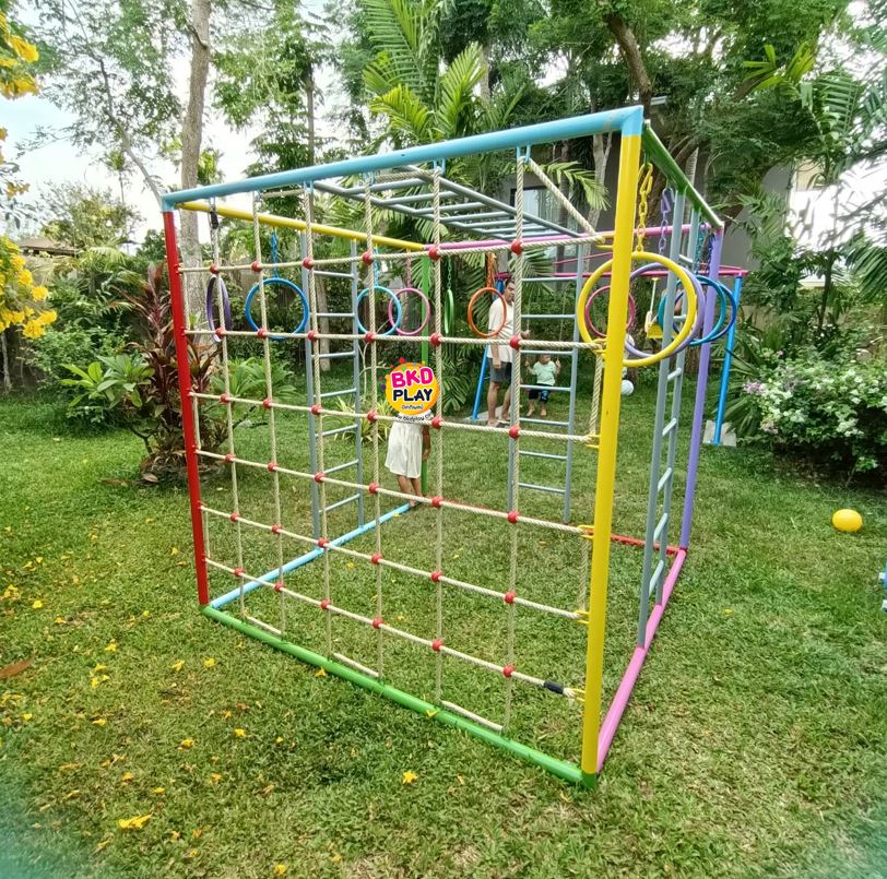 ชุดลูกเต๋า ปีนป่ายรวมA พร้อมบาร์โหน บาร์ไต่ ปีนป่ายเชือก เครื่องเล่นสนามเหล็ก เครื่องเล่นสนามกลางแจ้ง OutdoorPlayground