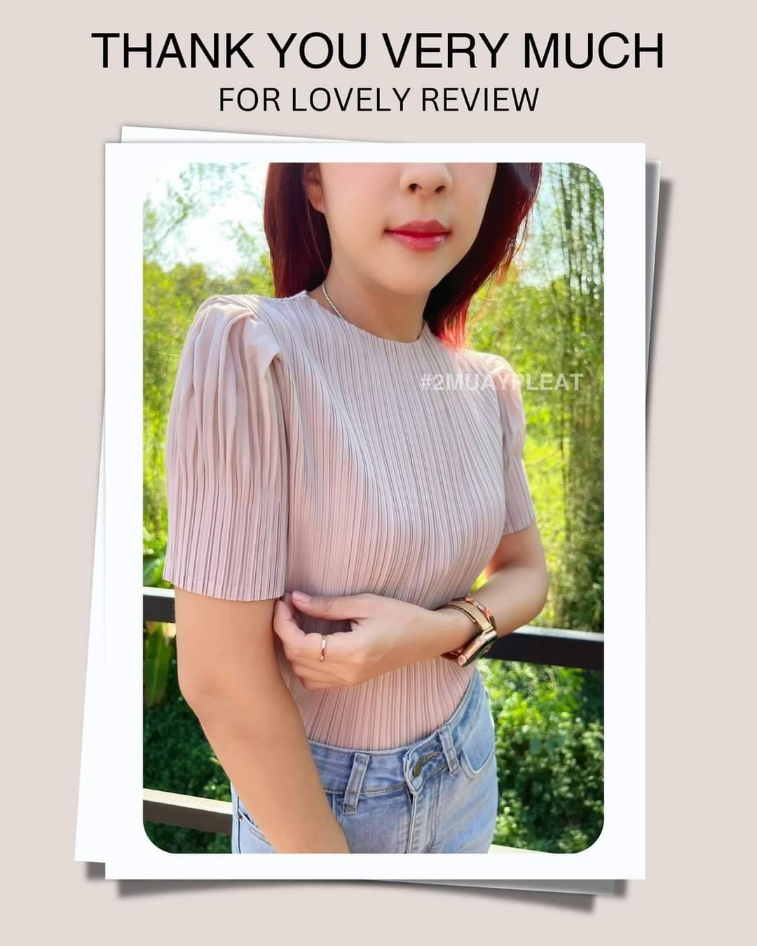 2MUAY BASIC รุ่น GJO2520 SHORT SLEEVE PLEATED TOP เสื้อผู้หญิง เสื้อพลีทคุณภาพ 14 สี FREE SIZE
