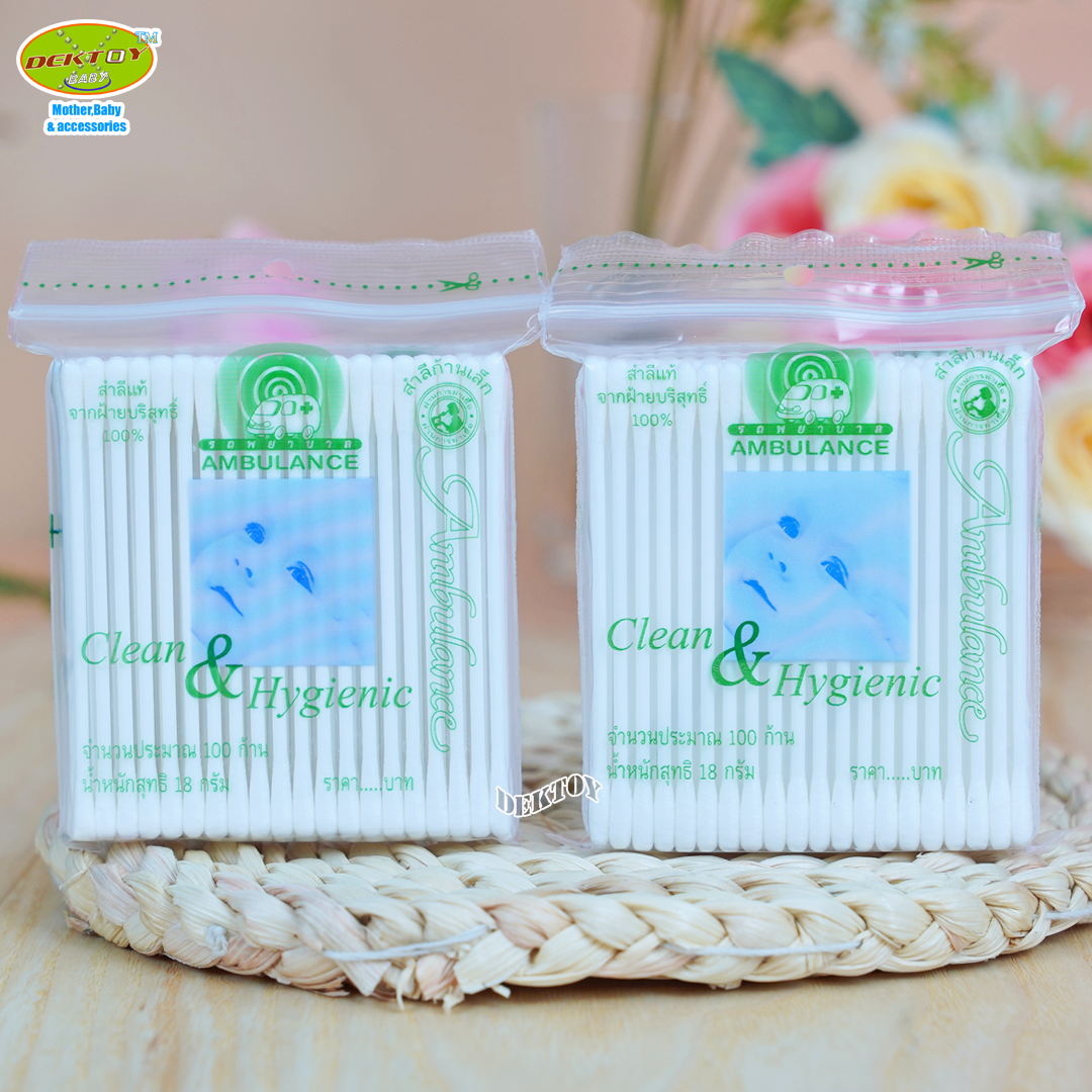 สำลีก้านจิ๋วตรารถพยาบาล-Cotton Bud Ambulance 100 ก้าน