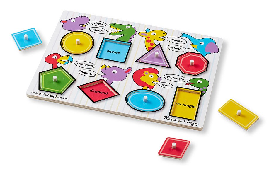 พัซเซิลรูปร่างปริศนา ส่งเสริมพัฒนาการทางความคิด มือ และสมอง Shapes Peg Puzzle Melissa&Doug, ของเล่นเสริมพัฒนาการ,ของเล่น