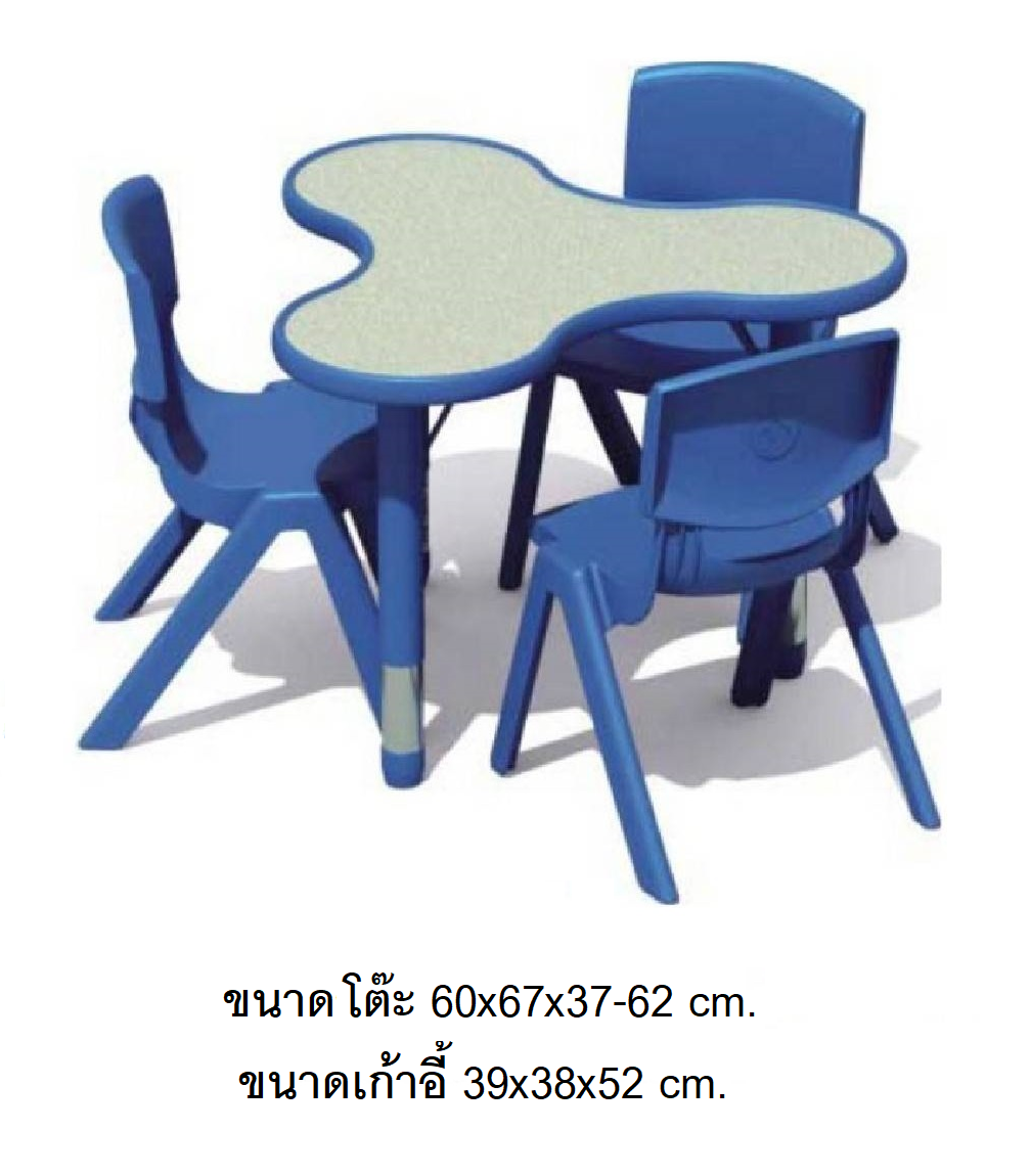 ชุดโต๊ะเรียนทรงน้ำ พร้อมเก้าอี้ 3 ตัว โต๊ะนักเรียนอนุบาล พรีออเดอร์ 30-45 วัน
