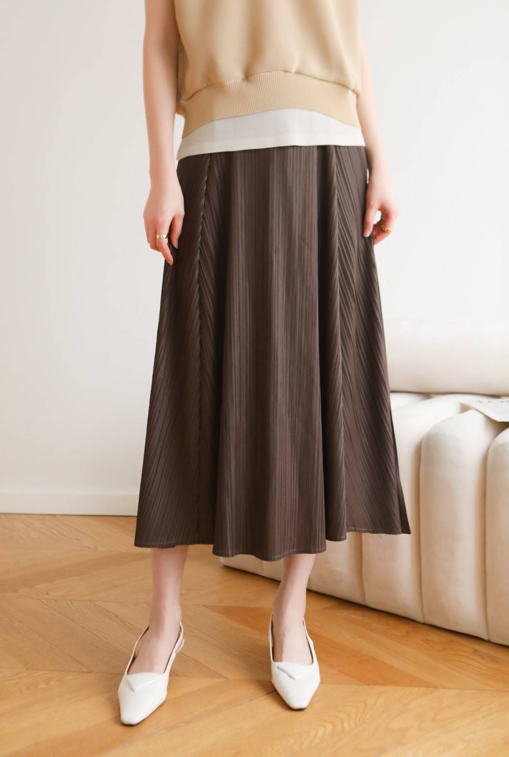ยาว 31นิ้ว! 2MUAY รุ่น GJO8130 กระโปรงอัดพลีทงานคุณภาพ FLARED PLEATED SKIRT 20สี FREE SIZE
