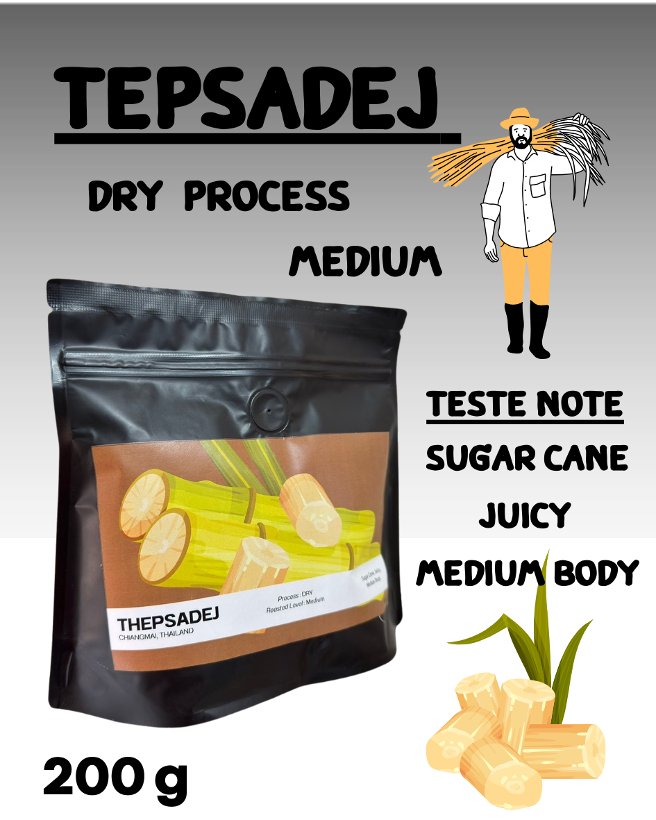 กาแฟเทพเสด็จ Dry Process คั่ว Medium Roast ขนาดบรรจุ 200 กรัม