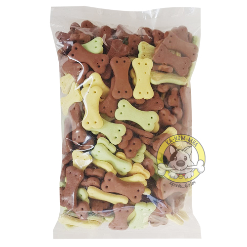 บิสกิตรูปกระดูก รวมรส นม ตับ ใบเตย ยี่ห้อ BrocKoro 500g