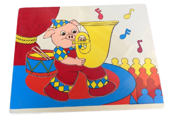 ภาพตัดต่อใหญ่ ลูกหมูเป่าแตร, ของเล่น, ของเล่นเด็ก, จิ๊กซอว์, ตัวต่อ, ของเล่นไม้, ของเล่นเสริมพัฒนาการ, ของเล่นเด็กอนุบาล