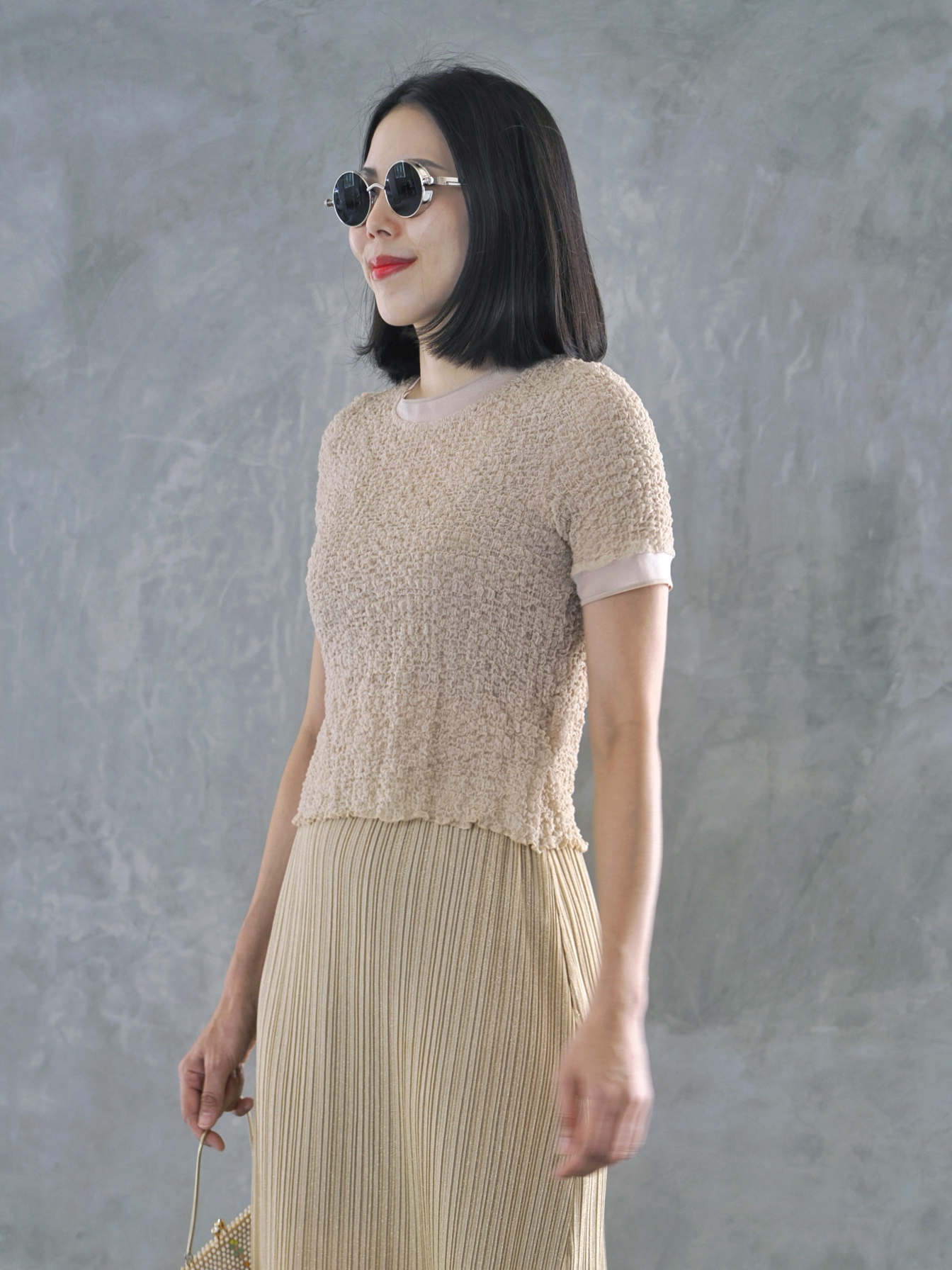 ปรับราคาลง20%!! 2MUAY รุ่น GJO1448 เสื้อพลีทคุณภาพ SMOCK PLEATED TOP 6 สี FREE SIZE