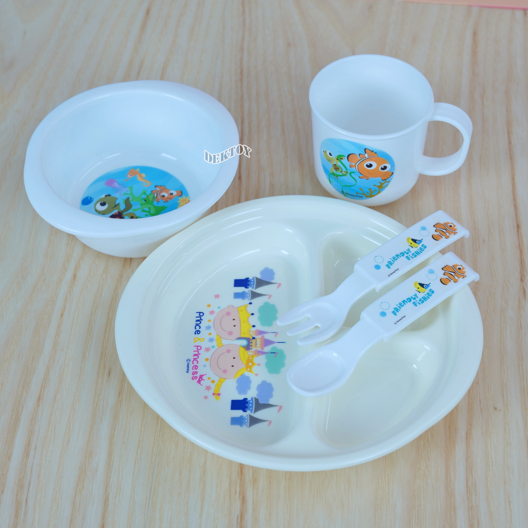 Nanny แนนนี่ อุปกรณ์ทานอาหารเด็ก จาน3ช่อง+แก้ว1หู+ถ้วยซุป เจ้าหญิง นีโม่