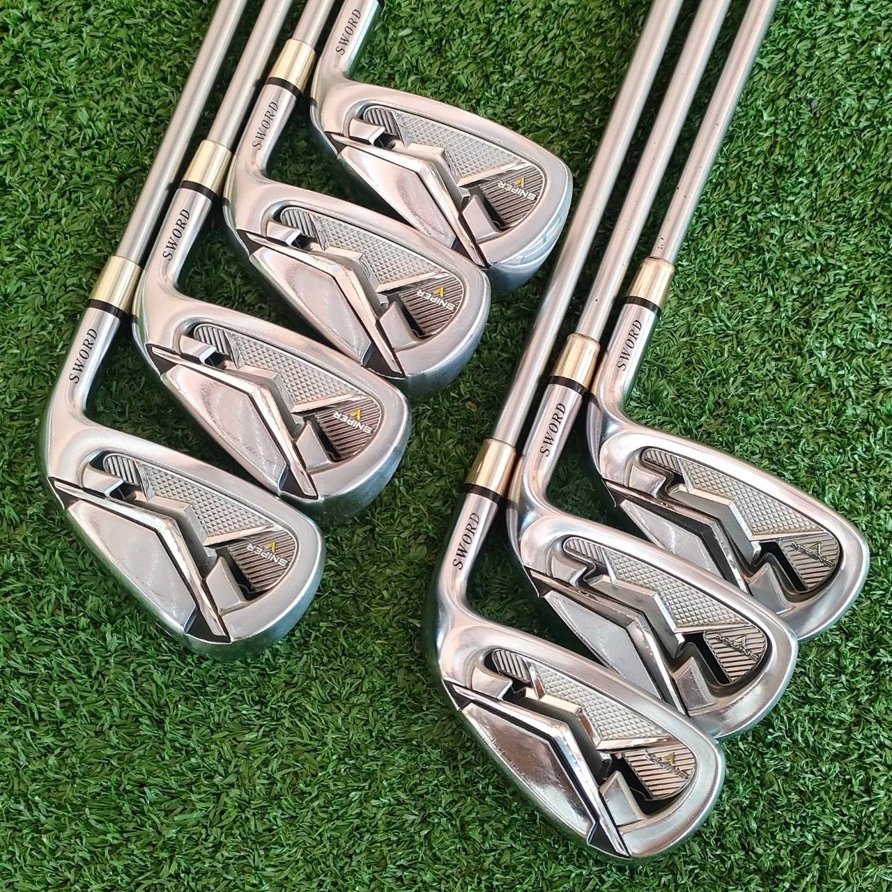 ชุดเหล็ก SWORD SNIPER V มีเหล็ก 6 - 9 เเละ PW AW SW ก้าน TOUR AD SWORD FLEX SR รุ่น PLATINUM สุดพรีเมี่ยม, ก้าน TOUR AD, กริพ IOMIC ไม้กอล์ฟมือสอง ของแท้ BY NakaraLuxurious