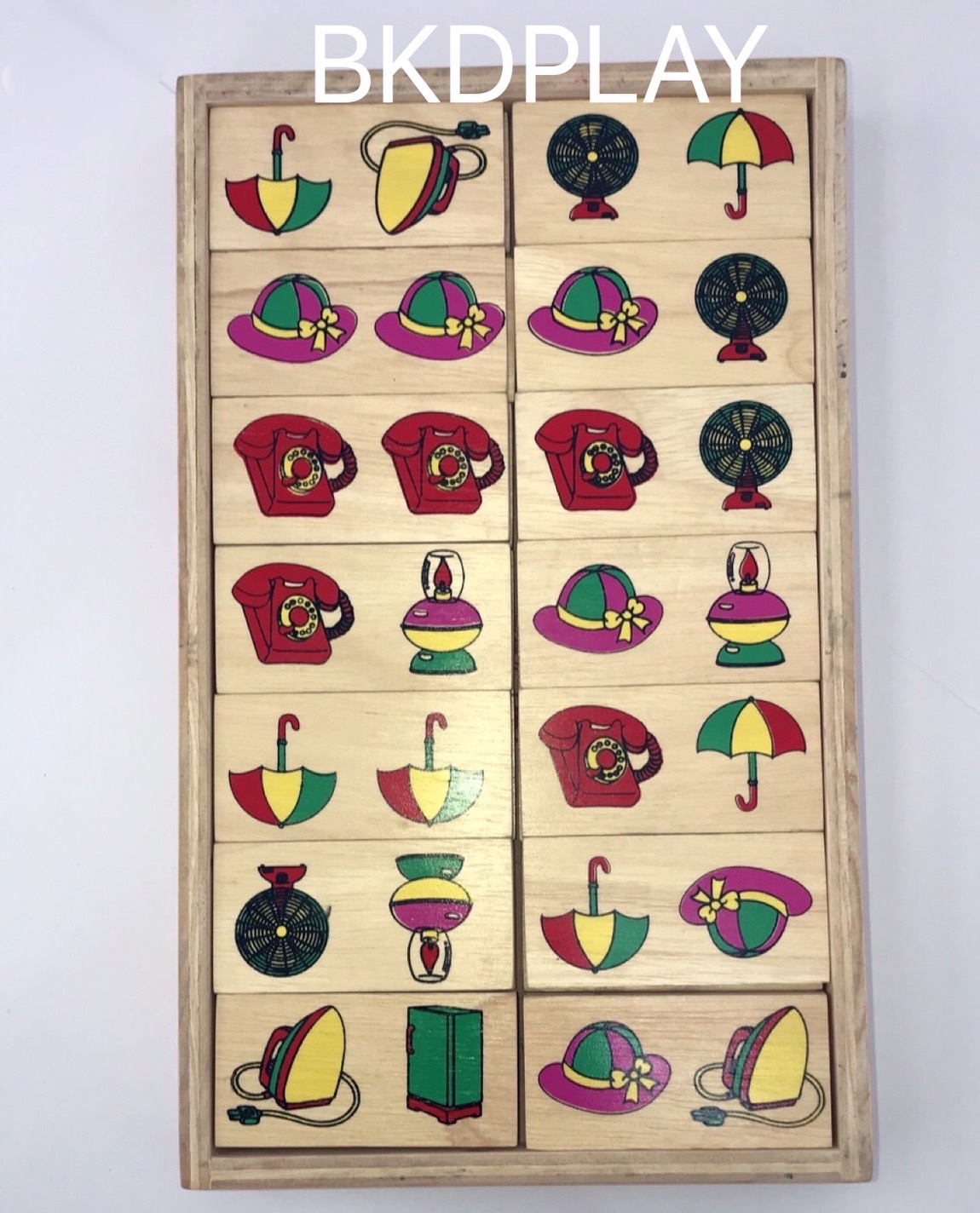 โดมิโน จับคู่ของใช้ สิ่งของ , ของเล่นไม้, ของเล่นเสริมพัฒนาการ, ของเล่นเด็กอนุบาล, สื่อการสอน