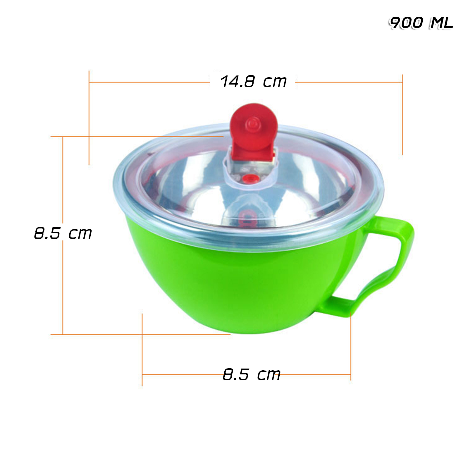 ถ้วยสแตนเลส หูจับ ถ้วยมาม่า ชามมีฝา มี 3ขนาด 900ml/1000ml/1200ml/1300ml มีหลายสีให้เลือก