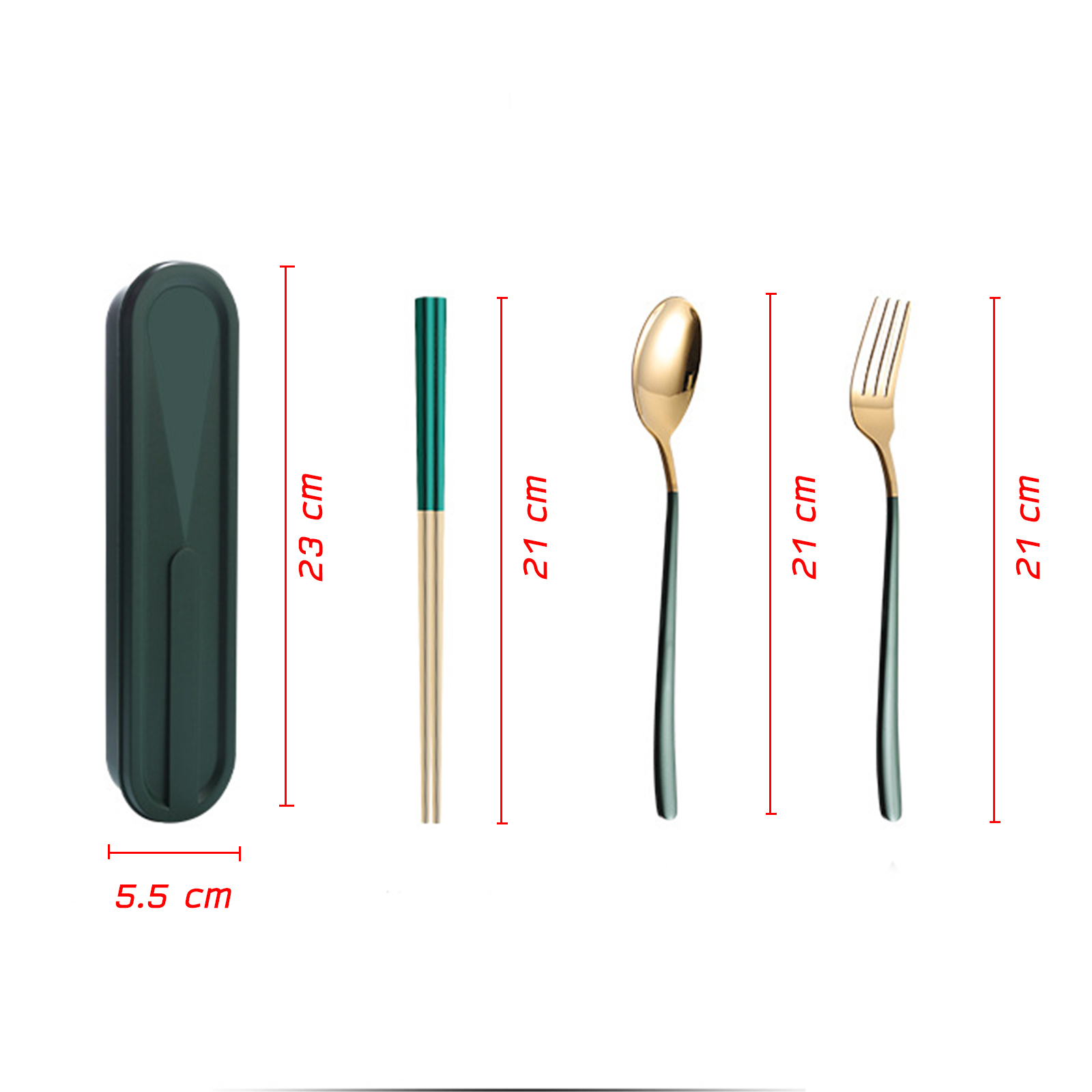 ชุดช้อนพกพา สแตนเลส 304 สีทองหรูหรา มีกล่อง ช้อน ส้อม ตะเกียบ แข็งแรง ดีไซน์สวย