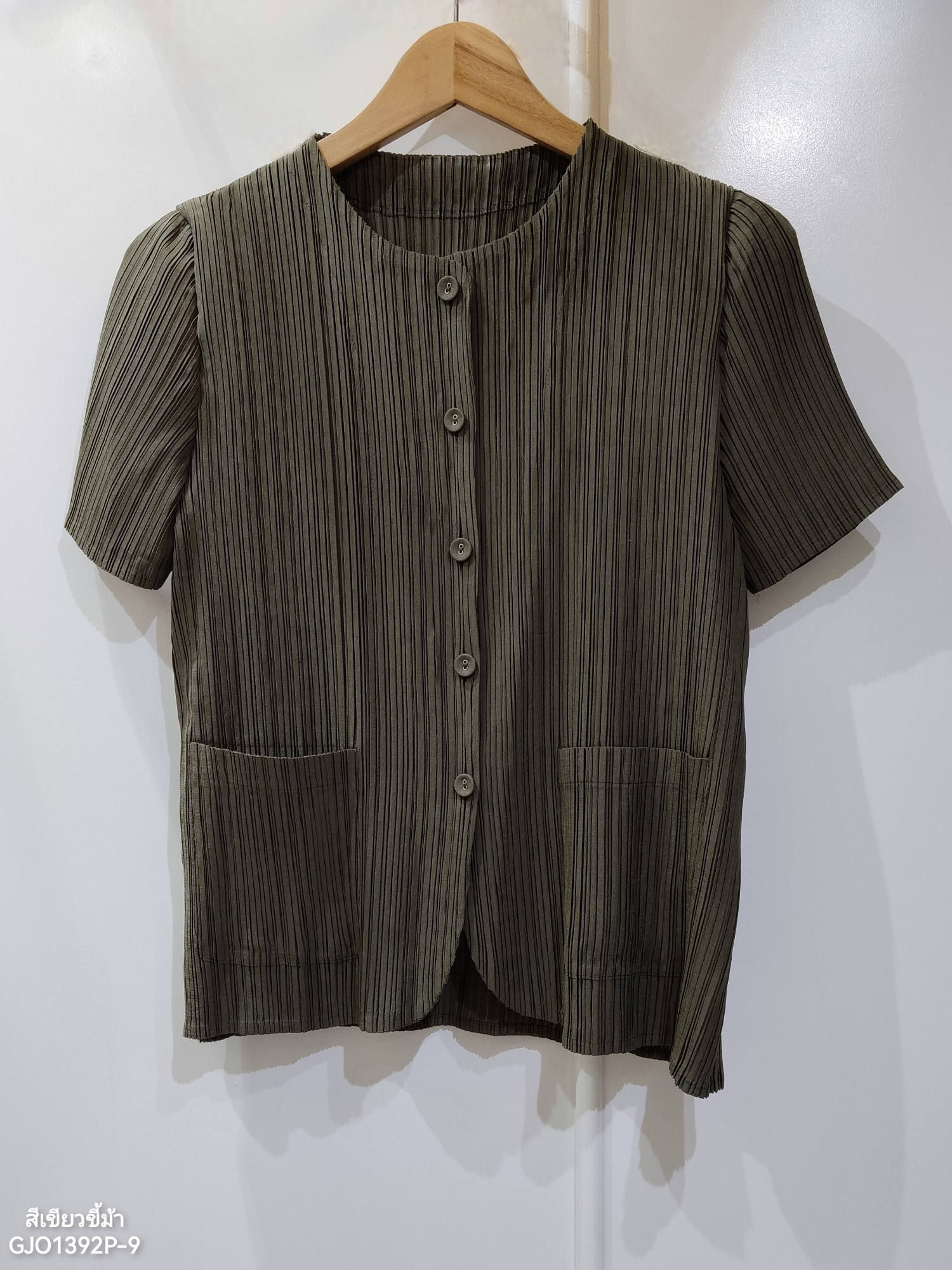 2MUAY รุ่น GJO1392P-9 เสื้อพลีทคุณภาพ SHORT SLEEVE BUTTON FRONT PLEATED TOP 10 สี FREE SIZE