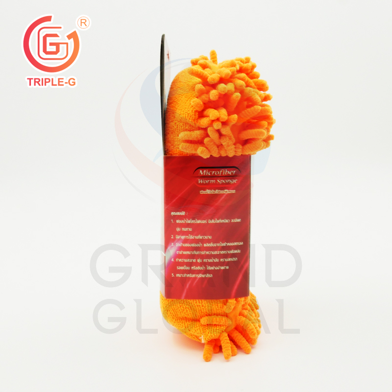 TRIPLE-G ฟองน้ำไมโครไฟเบอร์ ล้างรถ แบบตัวหนอน เช็ดทำความสะอาดรถยนต์