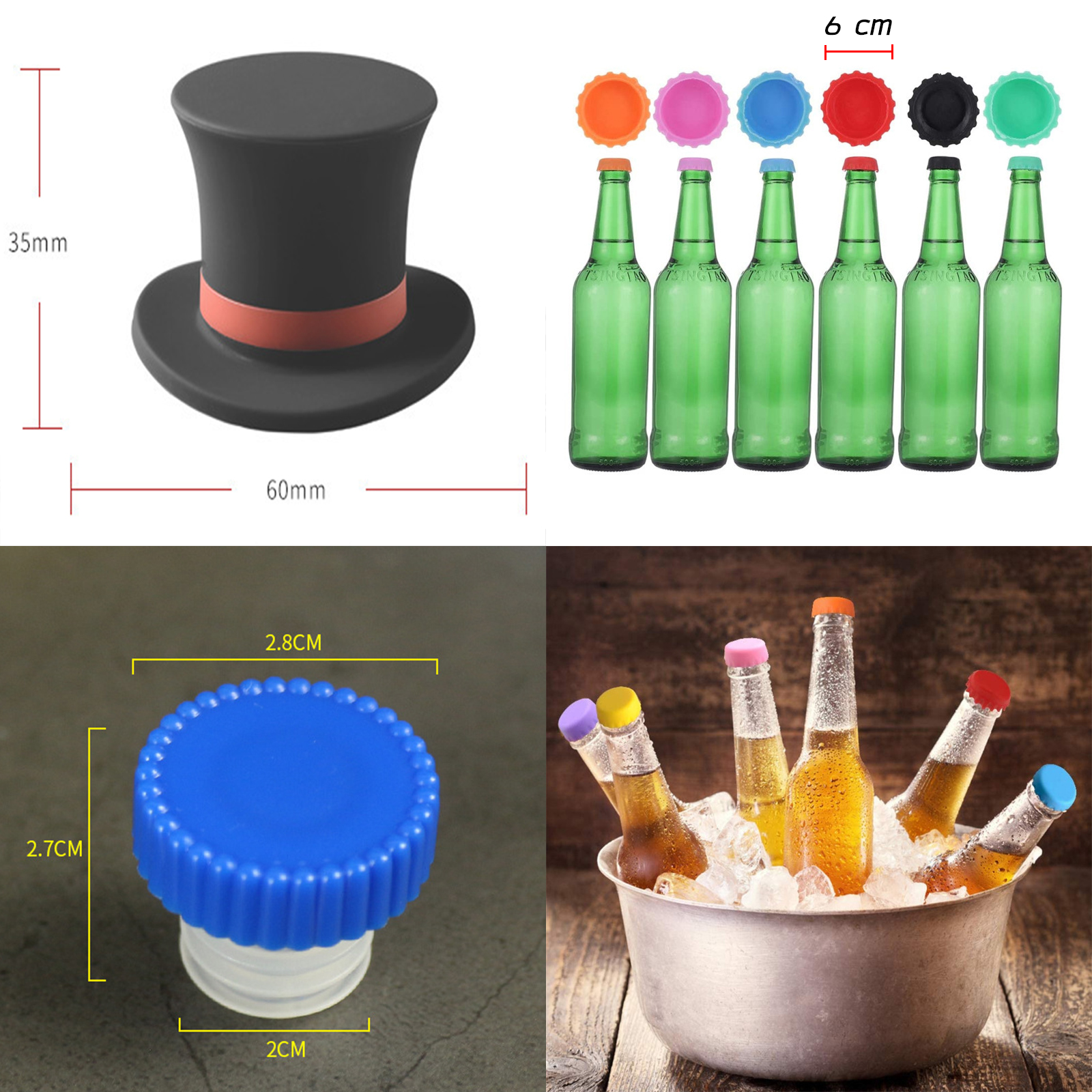 🔥Sale ลดราคา🔥 จุกปิดขวด มีหลายรุ่น รูปหมวก(1ชิ้น) / ฝาจีบ(6ชิ้น) ปิดขวดไวน์ เบียร์ น้ำอัดลม ซิลิโคลนอย่างดี ไม่ทำให้เสียรสชาติ