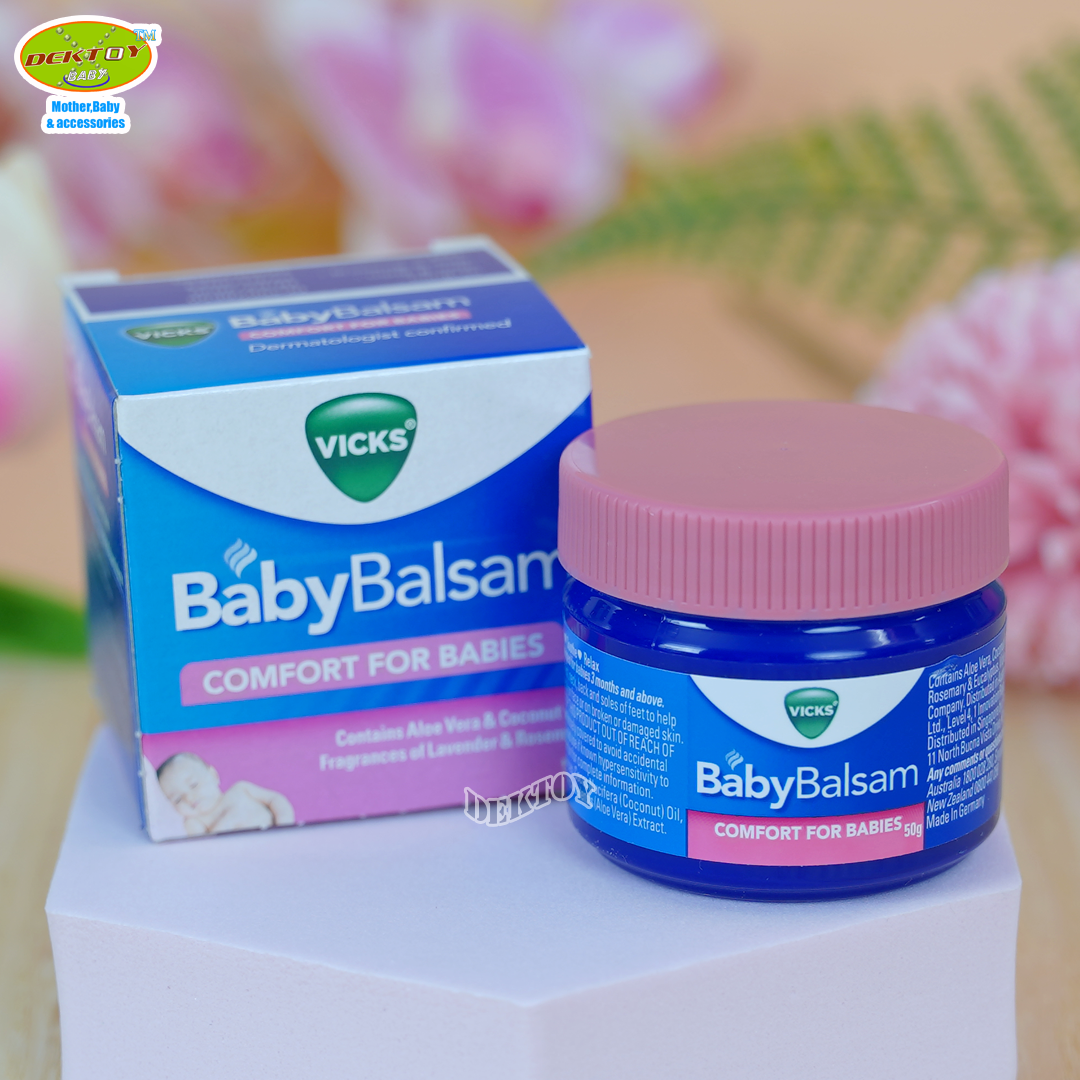 Vicks Baby Balsam วิคส์ เบบี้ บัลแซม 50 กรัม สูตรอ่อนโยน เด็ก3เดือนถึง 5 ปี