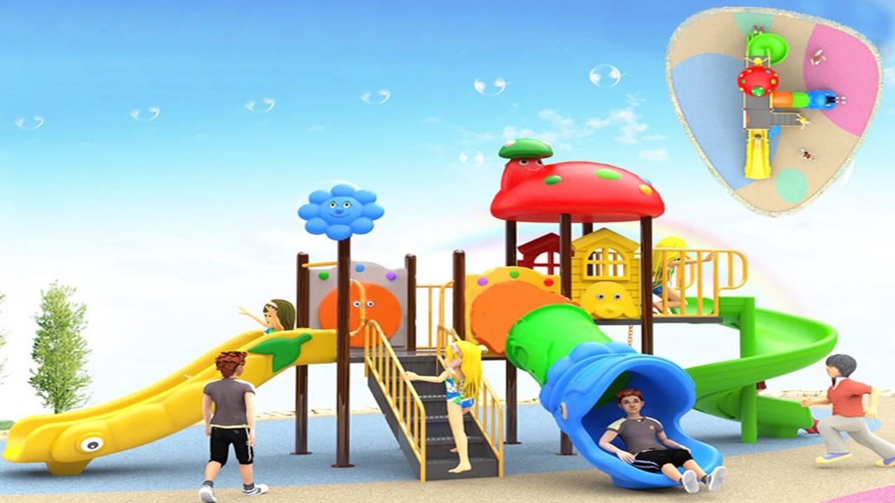 ส่งติดตั้งฟรี เครื่องเล่นสนามกลางแจ้ง ในร่ม ชุดบ้านเห็ด สไลเดอร์ใหญ่,ครุภัณฑ์สนามเด็กเล่น,งบ.สพฐ,โครงการโรงเรียนประชารัฐ, เครื่องเล่นสนามระดับก่อนประถมศึกษา