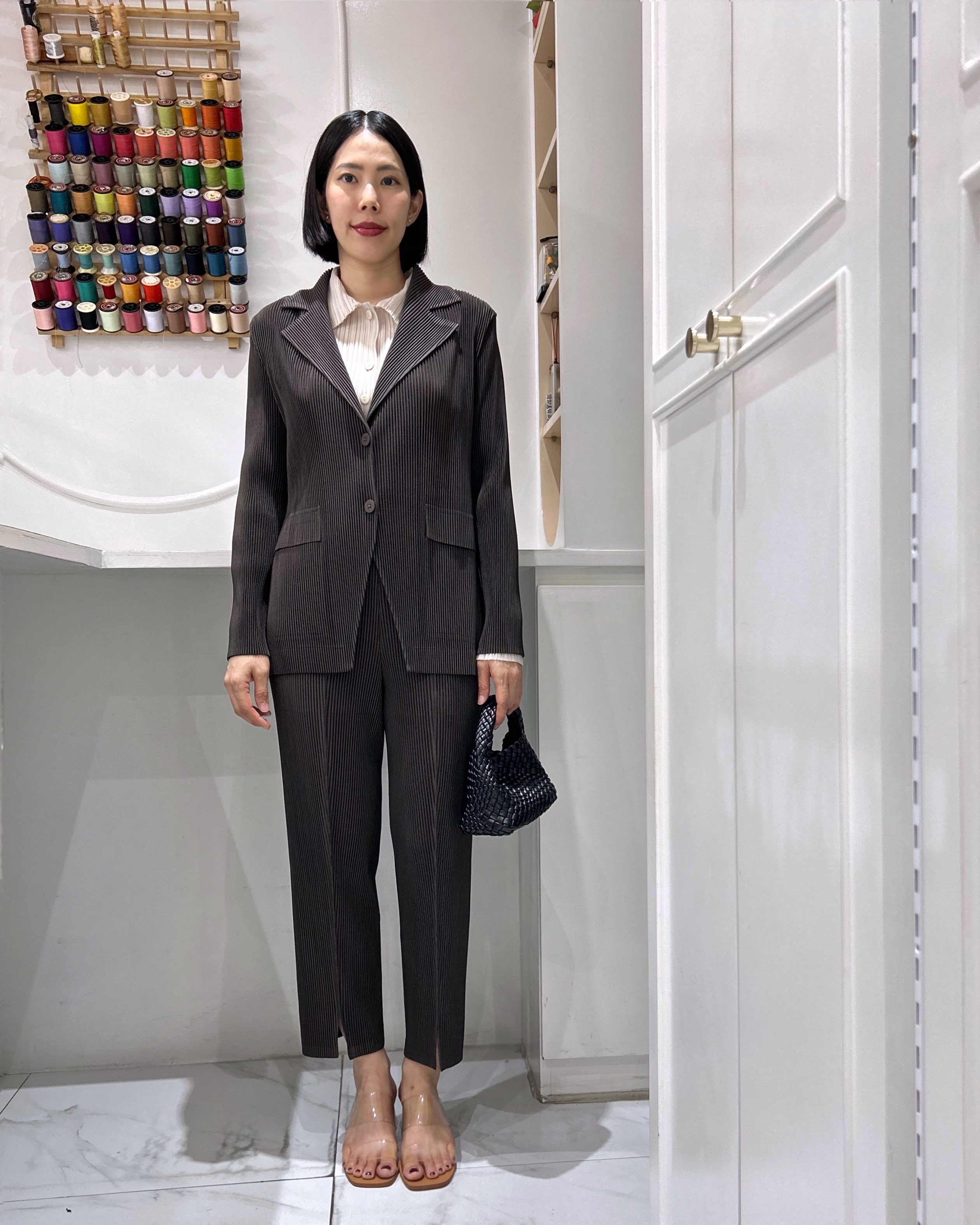 ยาว 37นิ้ว!! 2MUAY รุ่น GJO5131-9 / GJO8769-9 เซ็ตพลีท THICK MINIMAL LUXE PLEATED BLAZER SET 7 สี FREE SIZE