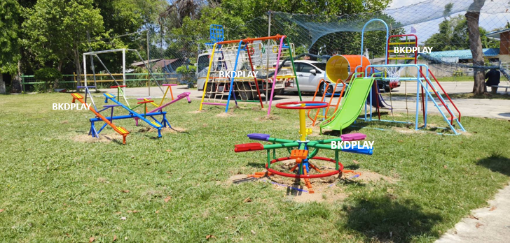 เครื่องเล่นสนามชุดรวมD ประกอบด้วยสไลเดอร์ปีนป่ายแป้นบาสและถังลอด, เครื่องเล่นสนามกลางแจ้ง , เครื่องเล่นสนามเหล็ก, ของเล่น, OutdoorPlayground,สนามเด็กเล่น,เครื่องเล่นงบสพฐ.ประชารัฐ ราคาโรงงาน