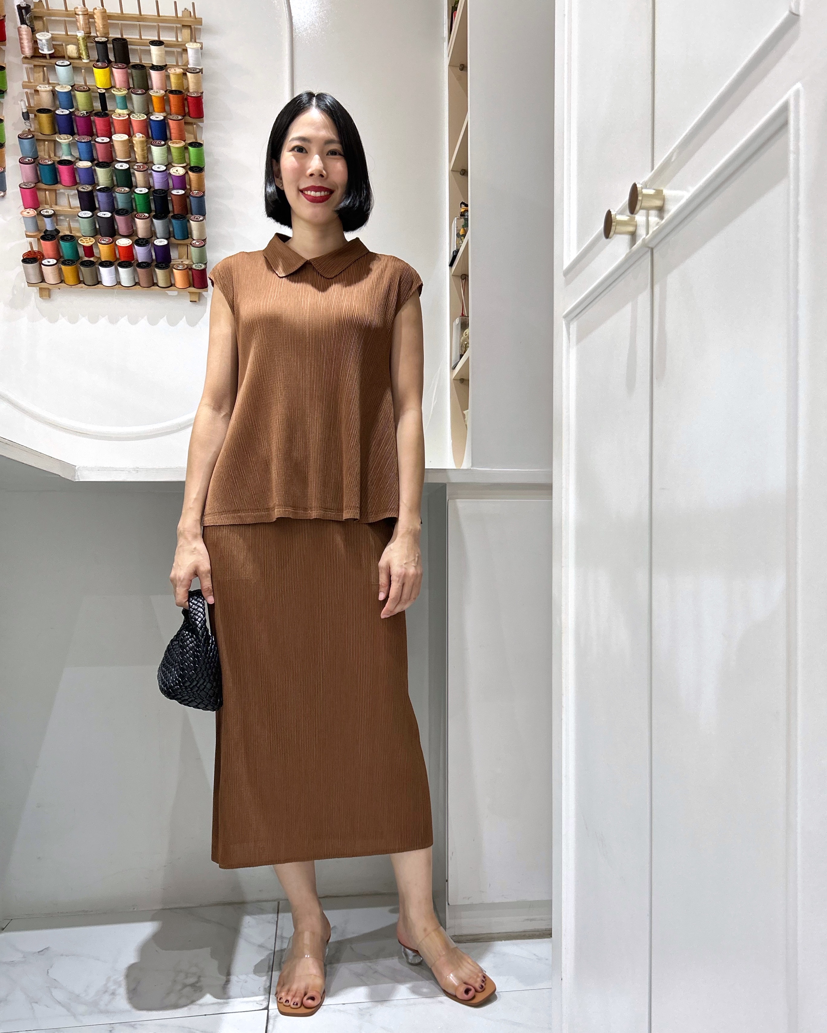 2MUAY รุ่น GJO11530 / GJO11524 เซ็ตอัดพลีท PETER PAN COLLAR PLEATED SET 10 สี FREE SIZE