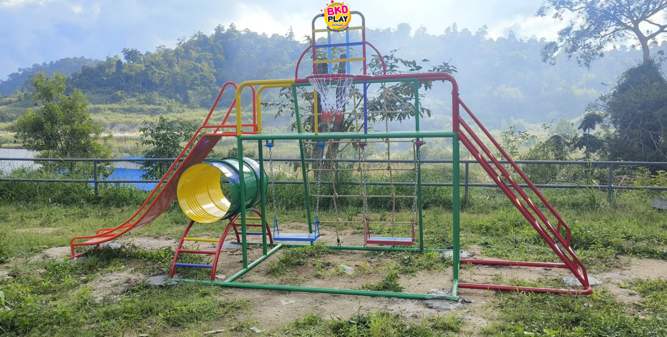 ชุดรวม E เชือกถักใหญ่ ประกอบด้วยสไลเดอร์ชิงช้าปีนป่ายแป้นบาสและถังลอดถ้ำ กระดานลื่นเหล็ก เครื่องเล่นสนามกลางแจ้ง เครื่องเล่นสนามเหล็ก OutdoorPlayground,ผลิตเครื่องเล่นสนาม,เครื่องเล่นในสนามเด็กเล่น,เครื่องเล่นงบสพฐ.,ประชารัฐ, ราคาโรงงาน