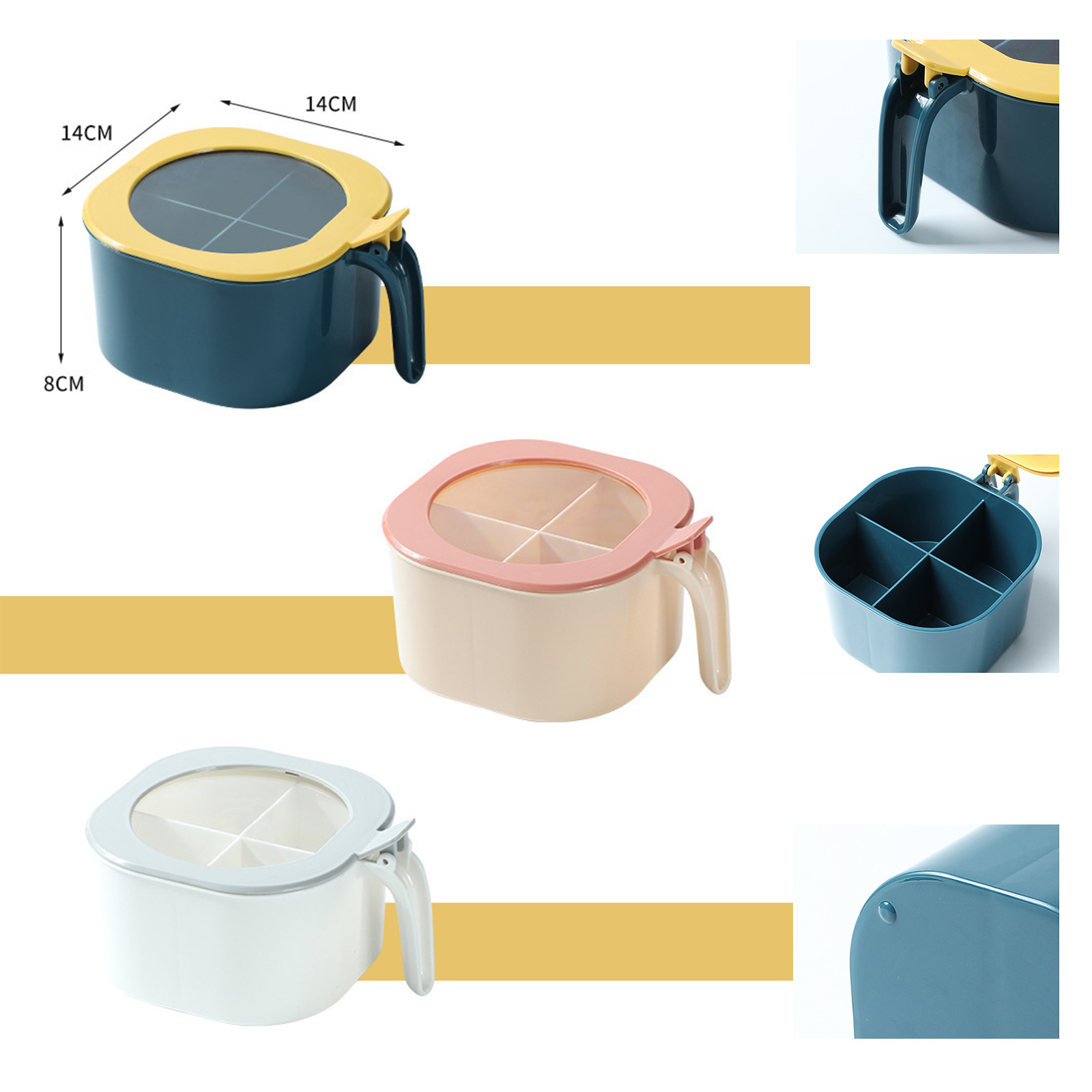 กล่องใส่เครื่องปรุง มี4รุ่น พร้อมฝาปิด และช้อนตัก เก็บเครื่องปรุง แบ่งช่องแยก ใช้สะดวก เป็นระเบียบ สวย แข็งแรง