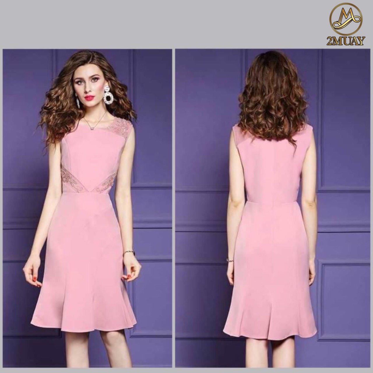 ปรับราคาลง 50% 2MUAY PREMIUM DRESS ชุดเดรสออกงาน ชุดเดรส SLEEVELESS RAFFLE DRESS รุ่น FD10853 SIZE: 3XL