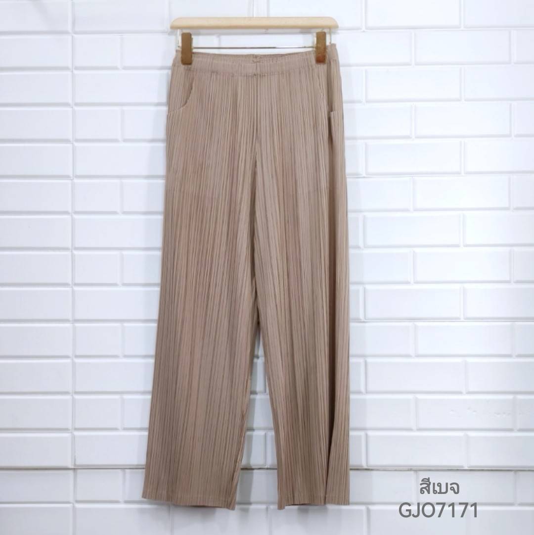 ยาว 35นิ้ว!! 2MUAY BASIC รุ่น GJO7171 กางผู้หญิง กางเกงพลีทคุณภาพ STRAIGHT PLEATED PANTS 16สี FREE SIZE