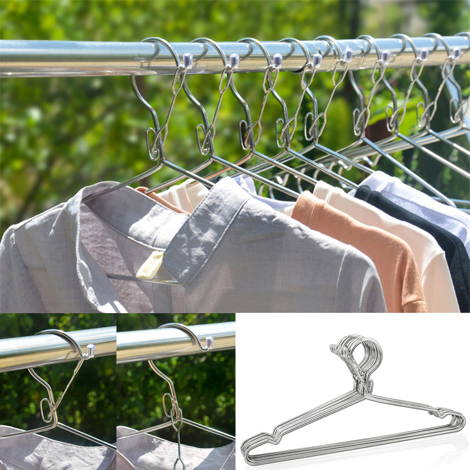 ไม้แขวนเสื้อล็อคราว มีให้เลือก2รุ่น สแตนเลส อย่างหนา 4mm มี 4ขนาด 40cm ~ 50cm / แบบหุ้มสี หัวแขวนเข็มขัดล็อคราว แข็งแรง ทนทาน ไร้สนิม