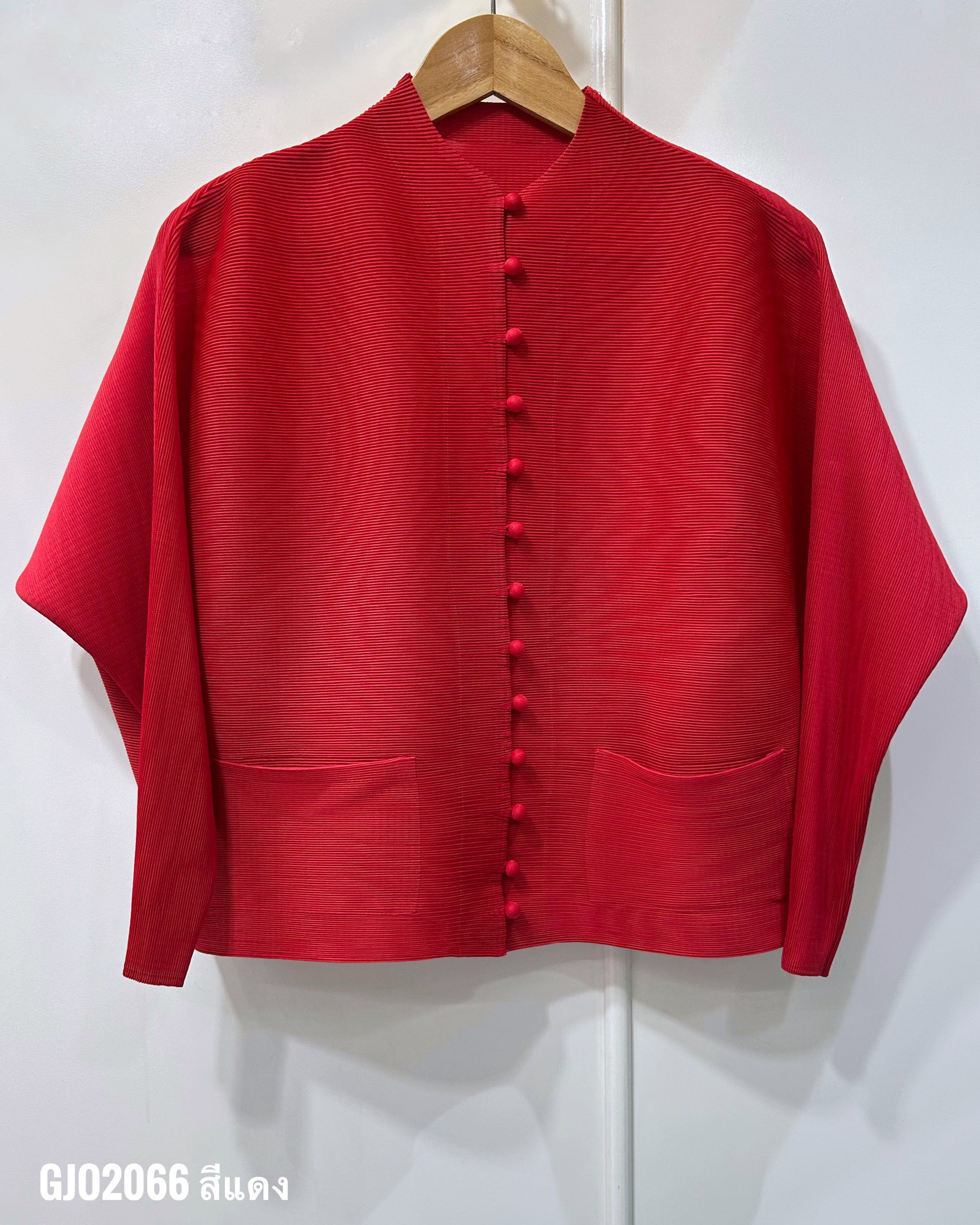 2MUAY BASIC รุ่น GJO2066 เสื้ออัดพลีทงานคุณภาพ BUTTON FRONT PLEATED TOP 17สี FREE SIZE