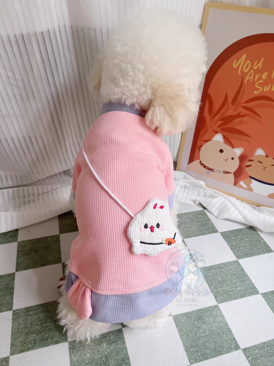 🇹🇭พร้อมส่ง🇹🇭🐰เสื้อสีทูโทนสะพายกระต่ายน้อย ผ้าวาฟเฟิล 💕 งานแบรนด์ for สุนัข หมา แมว สำเนา
