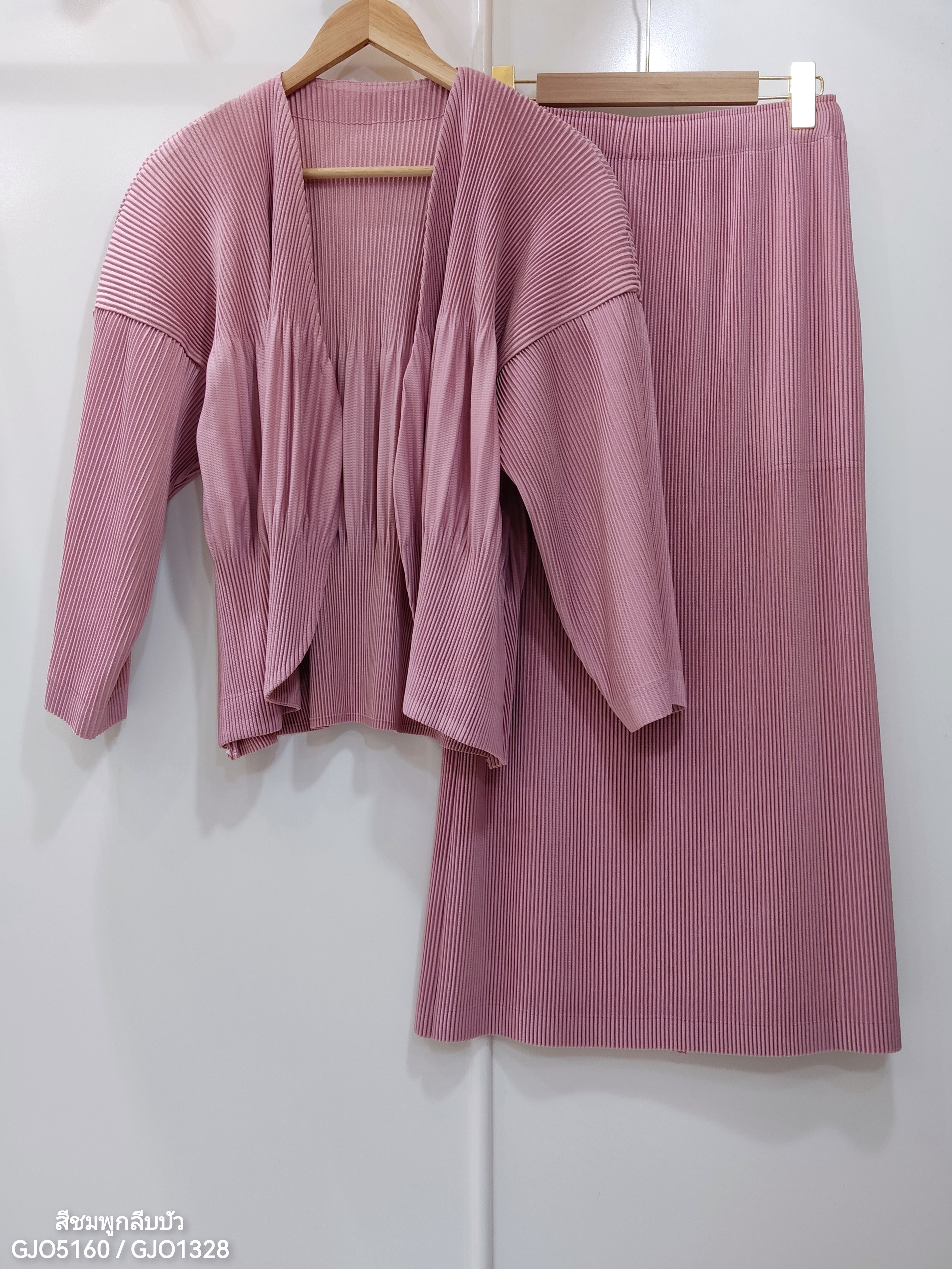 เซ็ต 2ชิ้น! 2MUAY รุ่น GJO5160 / GJO1328 เซ็ตพลีท THICK OPEN FRONT CARDIGAN WITH SKIRT PLEATED SET 12 สี FREE SIZE