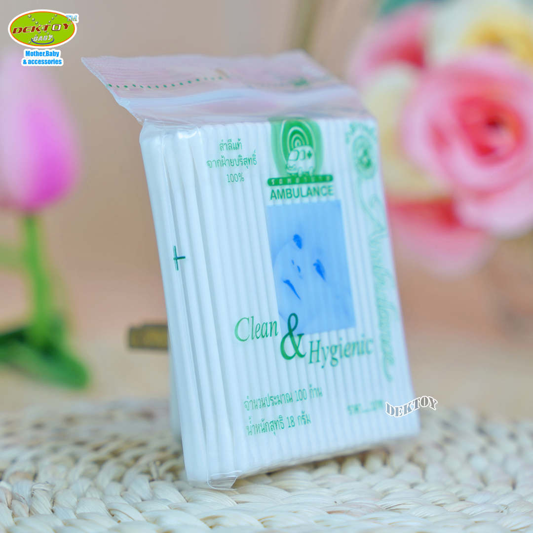 สำลีก้านจิ๋วตรารถพยาบาล-Cotton Bud Ambulance 100 ก้าน