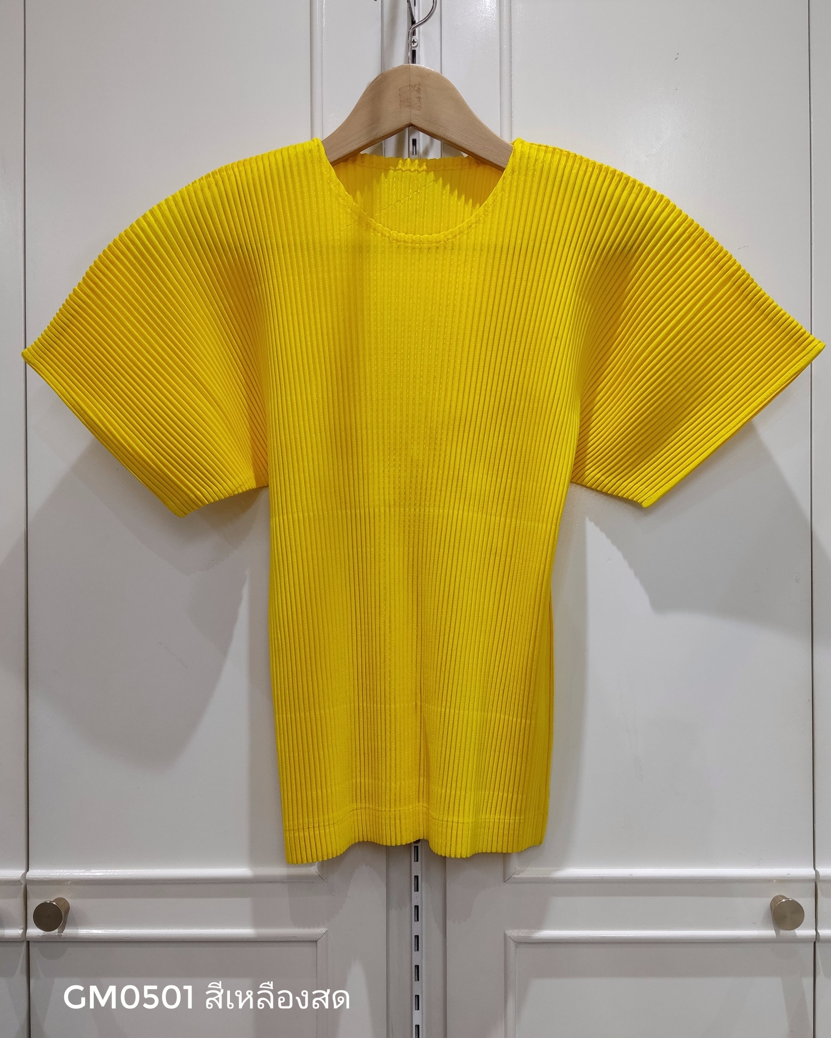 อกถึง42 ยาว22นิ้ว 2MUAY รุ่น GM0501 เสื้ออัดพลีท THICK SHORT SLEEVE PLEATED TOP 24 สี FREE SIZE