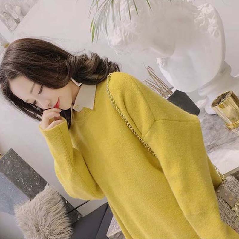 เสื้อสเวตเตอร์กันหนาว เสื้อกันหนาวไหมพรม เสื้อกันหนาวไหมพรมผสมวูล Loose Style (มี 6 สี)