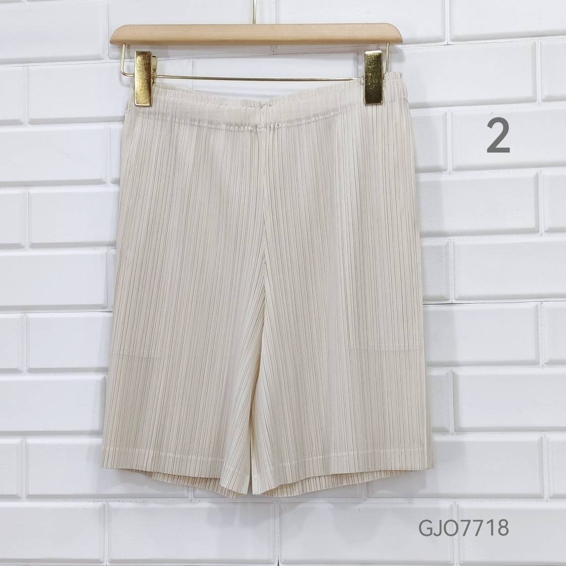 2MUAY BASIC รุ่น GJO7718 กางเกงอัดพลีทงานคุณภาพ BASIC SHORT PLEATED PANTS 12สี FREE SIZE