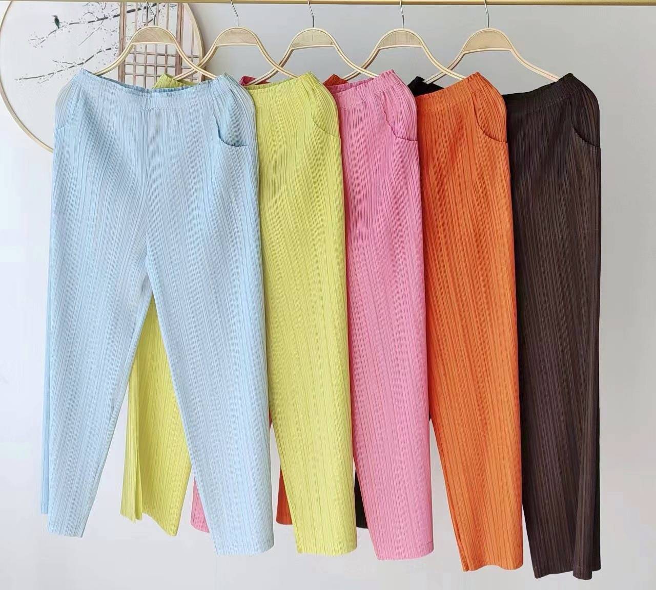 ยาว 35นิ้ว!! 2MUAY BASIC รุ่น GJO7171 กางผู้หญิง กางเกงพลีทคุณภาพ STRAIGHT PLEATED PANTS 16สี FREE SIZE