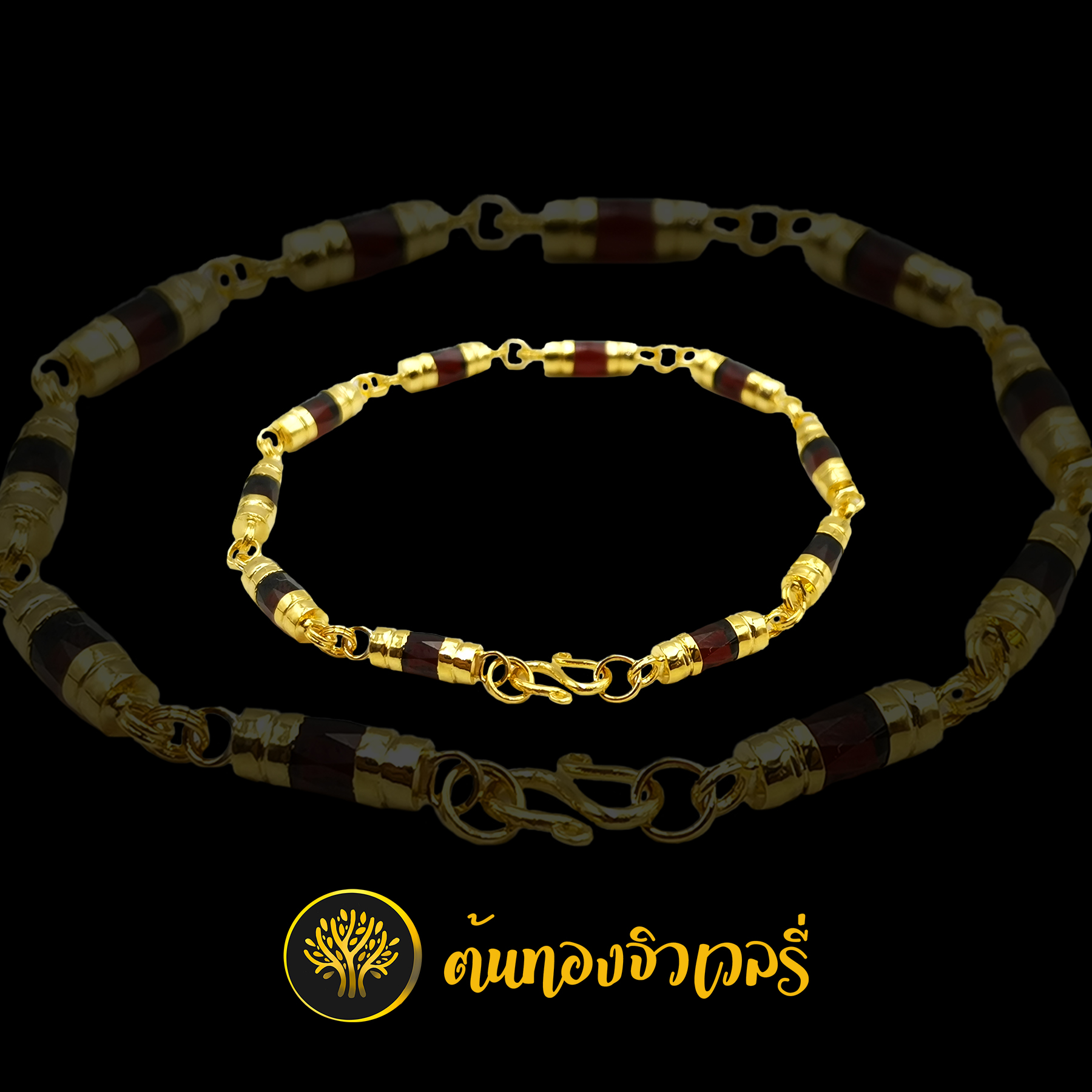 สร้อยข้อมือโกเมนทอง 10เม็ด สวยๆเรียบๆ งานดีขนาดนี้ ต้องมีไว้ติดข้อมือแล้วแหละ