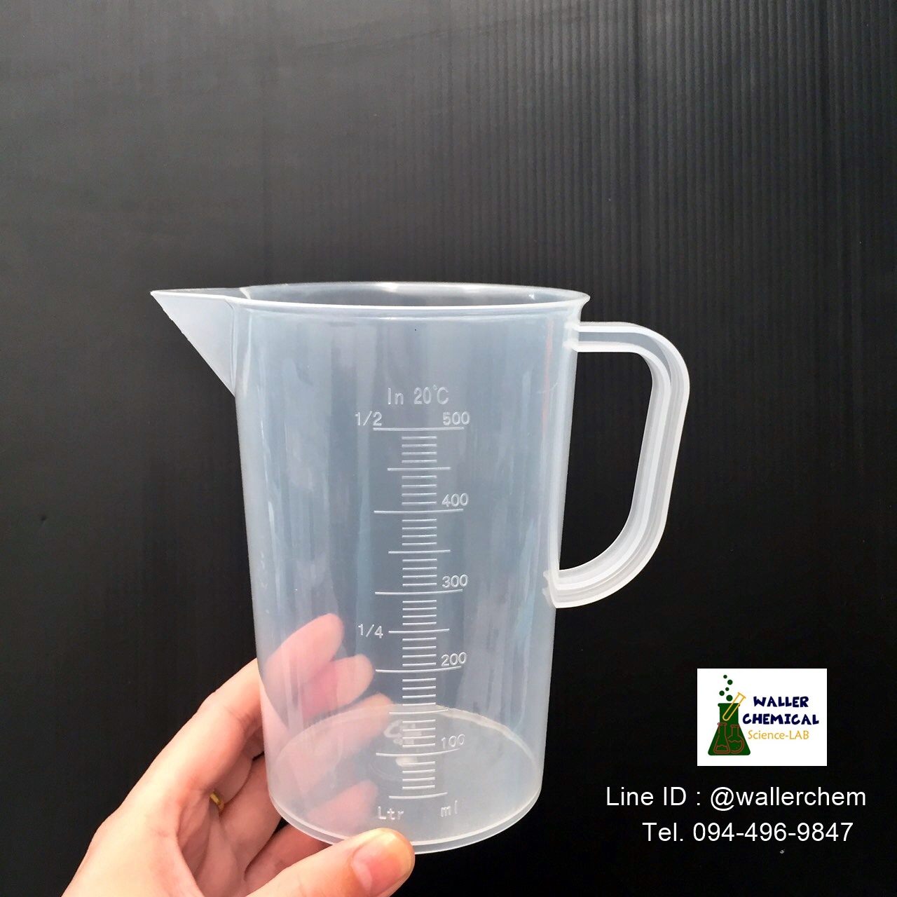 บีกเกอร์พลาสติก มีหูจับ (ทรงสูง) ขนาด 500ml (Beaker plastic)