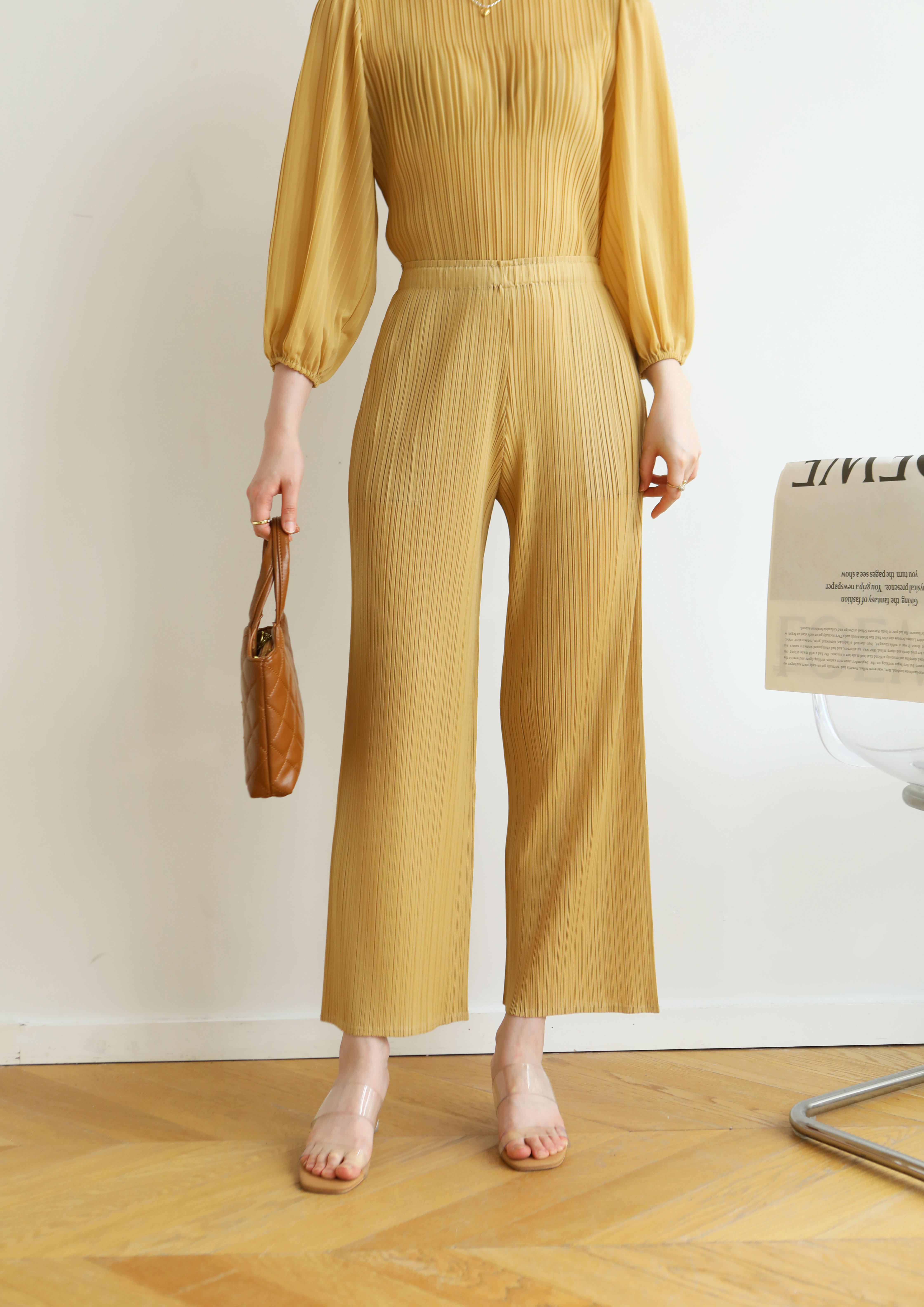 ยาว37นิ้ว! 2MUAY BASIC รุ่น GJO8312 กางเกงผู้หญิง กางเกงอัดพลีทคุณภาพ BASIC STRAIGHT PLEATED PANTS 12สี FREE SIZE