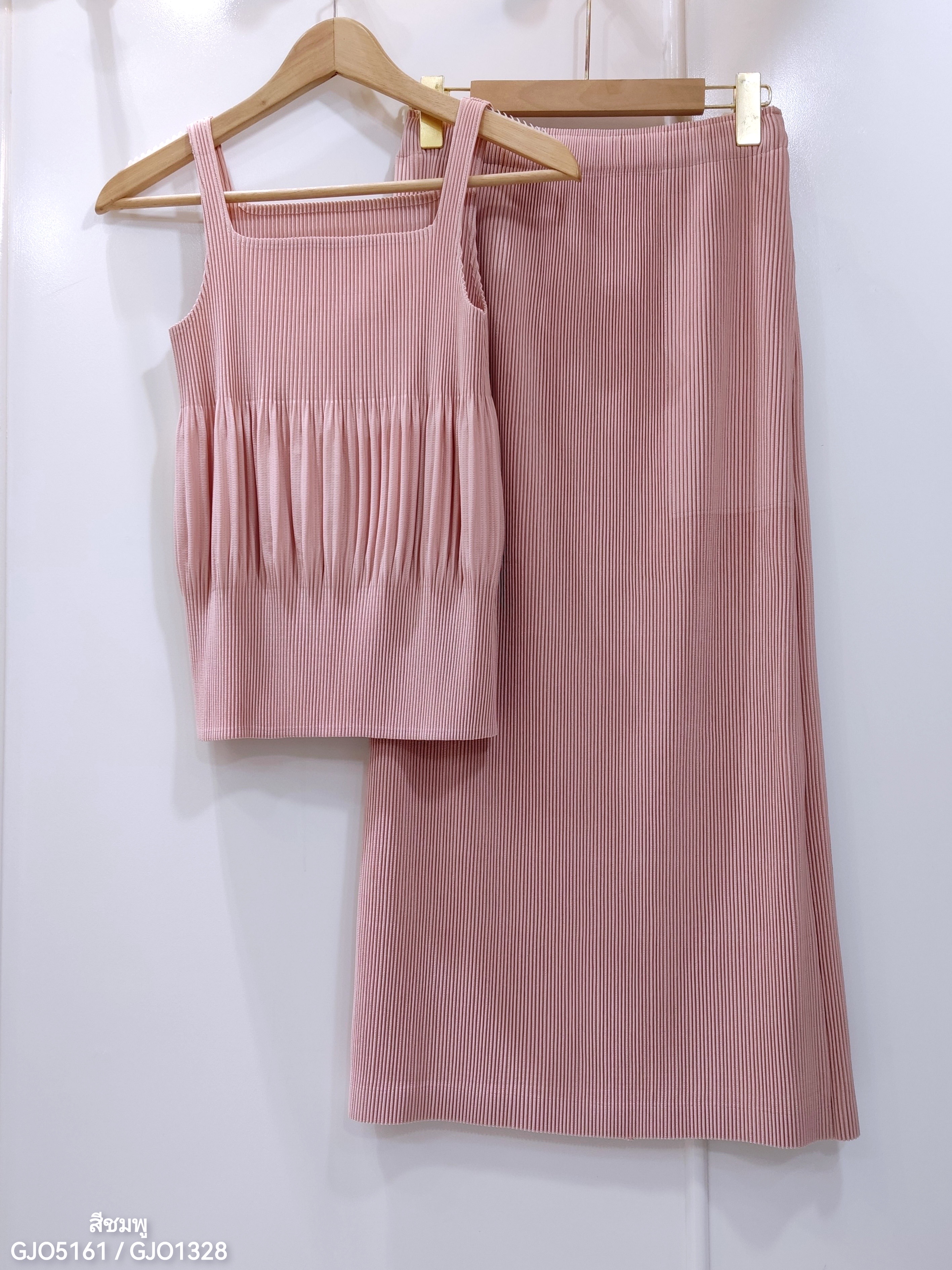 เซ็ต 2ชิ้น! 2MUAY รุ่น GJO5161 / GJO1328 เซ็ตพลีท THICK SQUARE NECK TANK TOP WITH SKIRT PLEATED SET 12 สี FREE SIZE
