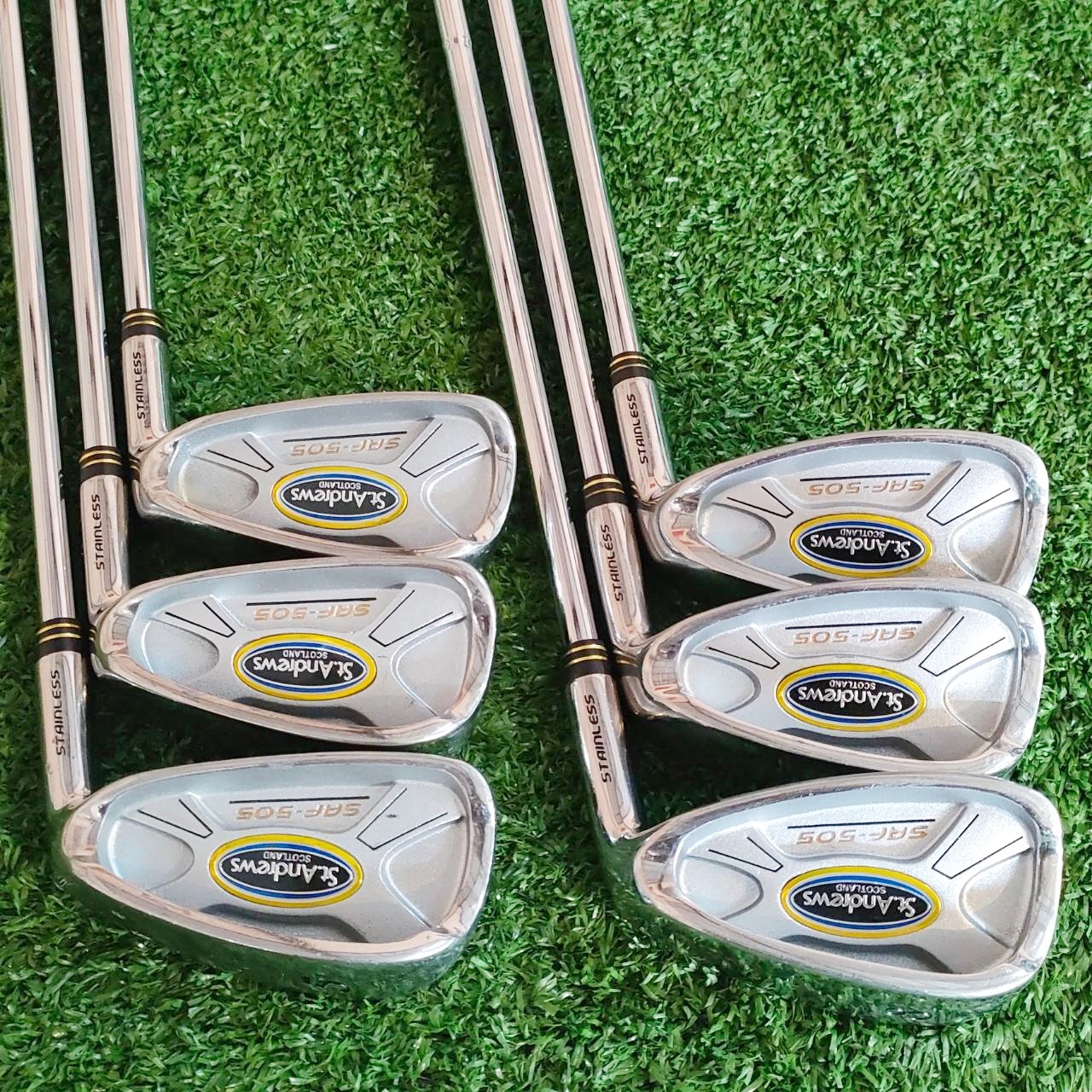 ชุดเหล็ก ST.ANDREWS SCOTLAND SAF-505 มีเหล็ก 5-9 เเละ PW ก้านเหล็ก ST.ANDREWS FLEX R ชุดเหล็กใบใหญ่ ตีง่าย!!! มือใหม่ยิ่งตีง่าย, ก้านเหล็กแม่นยำ ไม้กอล์ฟมือสอง ของแท้ BY NakaraLuxurious
