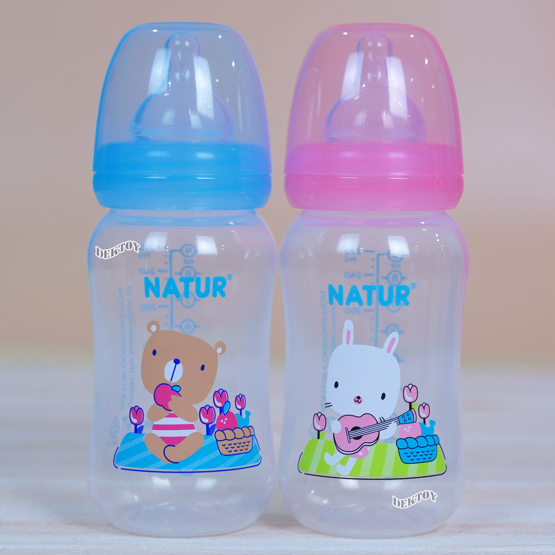 Natur smile เนเจอร์ ขวดนมเนเจอร์สไมล์คอกว้าง 9 ออนซ์ แพ็ค2ขวด 84222