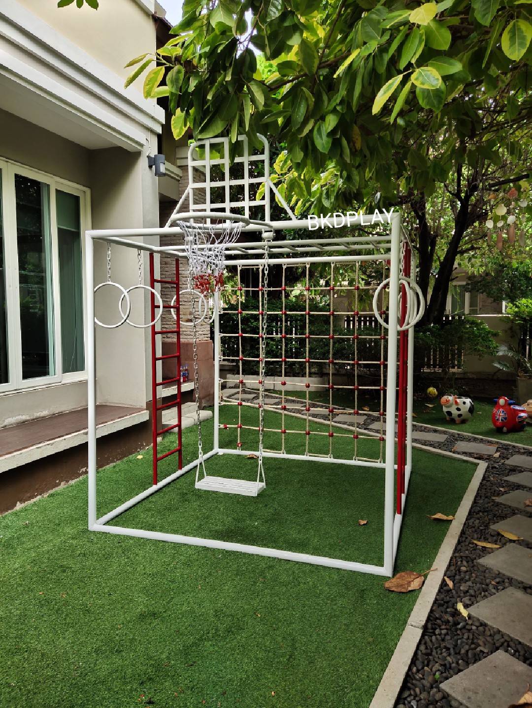 ลูกเต๋าปีนป่าย ชุดรวมปีนป่ายสี่เหลี่ยมA2 ปีนป่ายเชือก พร้อมบาร์โหน บาร์ไต่ ชิงช้า เครื่องเล่นสนามเหล็ก เครื่องเล่นสนามกลางแจ้ง OutdoorPlayground