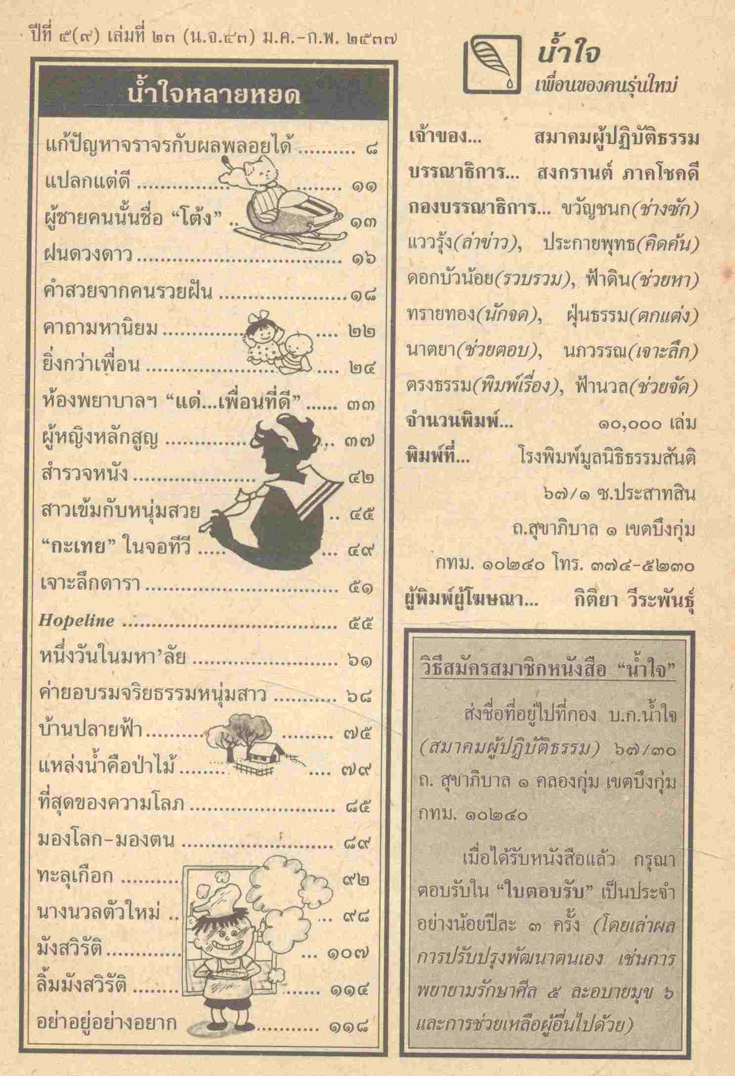 ผู้หญิงหลักสูญ น้ำใจ เพื่อนของคนรุ่นใหม่ ปีที่ ๕(๙) เล่มที่ ๒๓ (น.จ.๔๓) ม.ค.-ก.พ. ๒๕๓๗