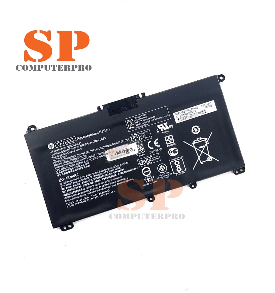 HP BATTERY แบตเตอรี่โน๊ตบุ๊ค HP แท้ 14-BF 14-BK 14-CK 14-CD 14-DH 14S-CF 15-CC 15-CD 15-CK 17-AR : TF03XL