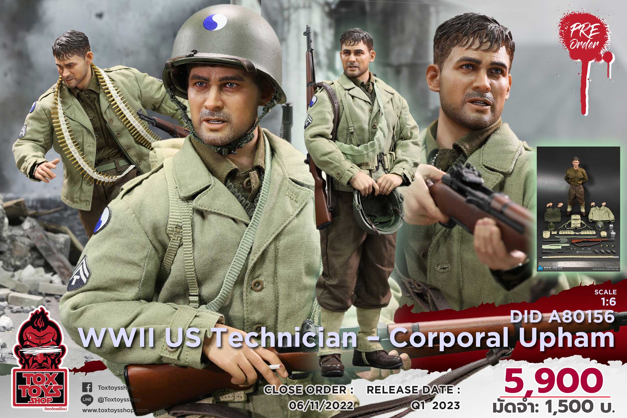 [สั่งจอง] DID A80156 1/6 : WWII US 29th Infantry Technician - Corporal Upham