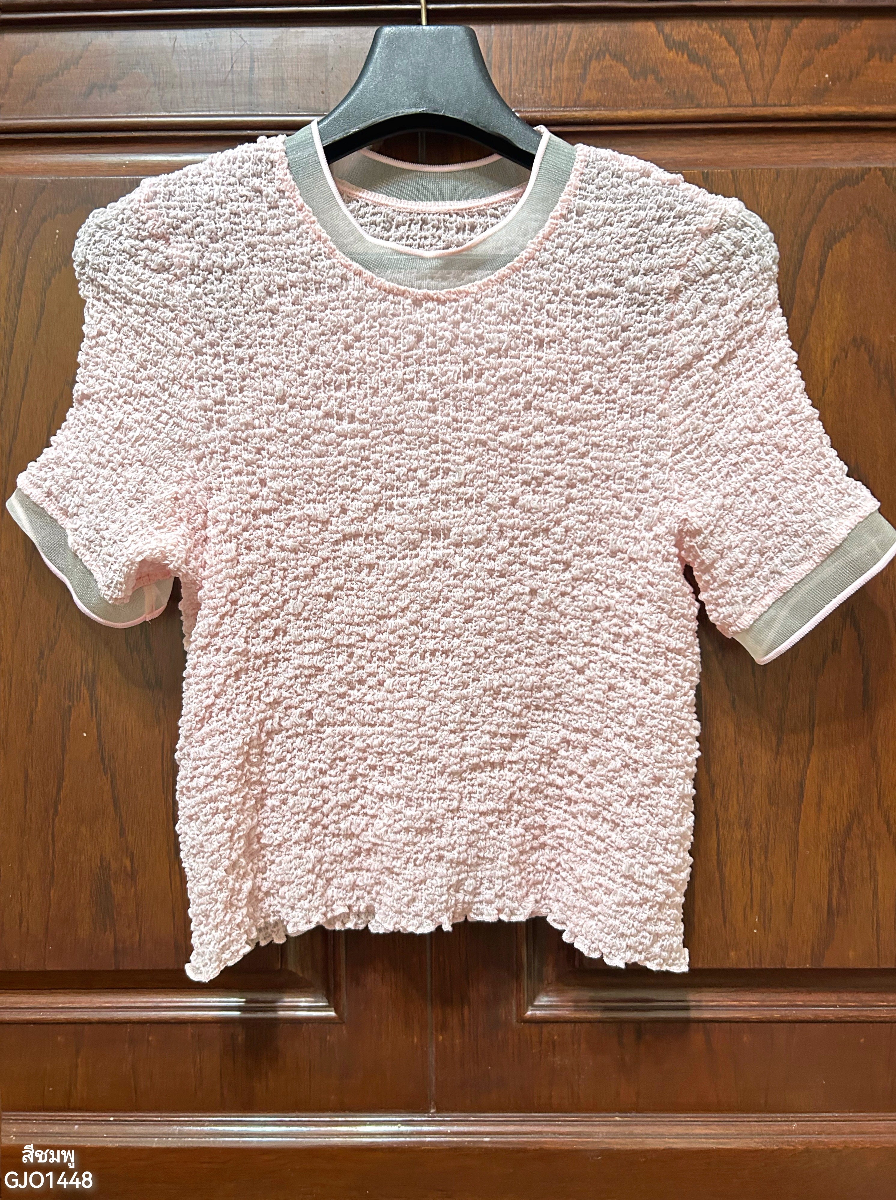 ปรับราคาลง20%!! 2MUAY รุ่น GJO1448 เสื้อพลีทคุณภาพ SMOCK PLEATED TOP 6 สี FREE SIZE