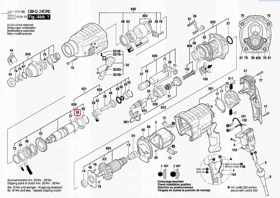แหวนสลักล็อคแผ่นจานรอง (แท้) (1610190048) สว่านโรตารี่ Bosch บอช รุ่น GBH2-24 RE, GBH2-26 DE, DRE, DFR, 2-24, 2-26 (1610190048) (อะไหล่แท้100%)